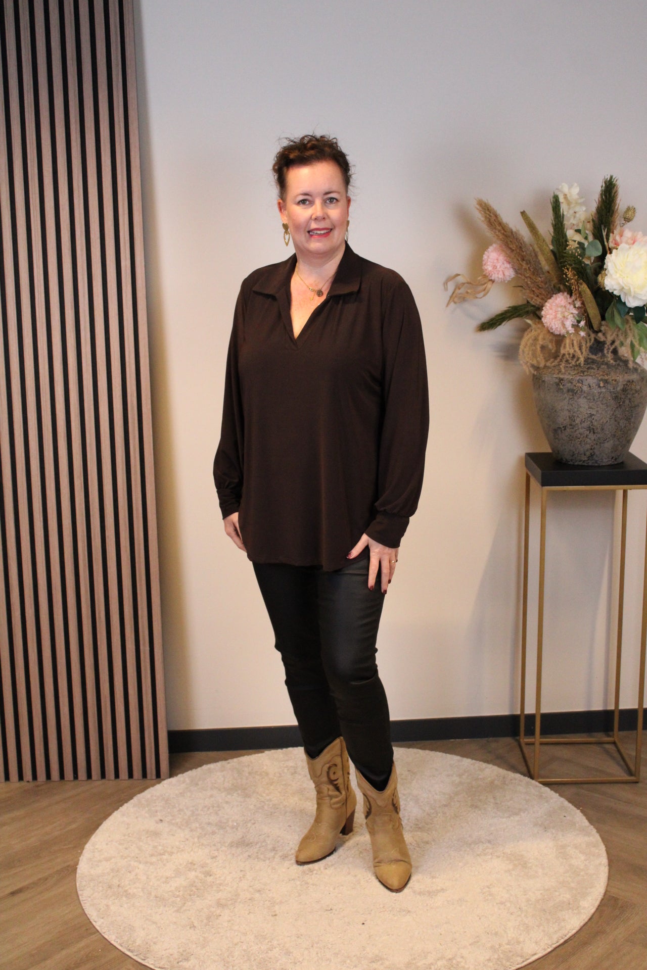 Dora | Bluse schwarz Langarm 52 bis 58