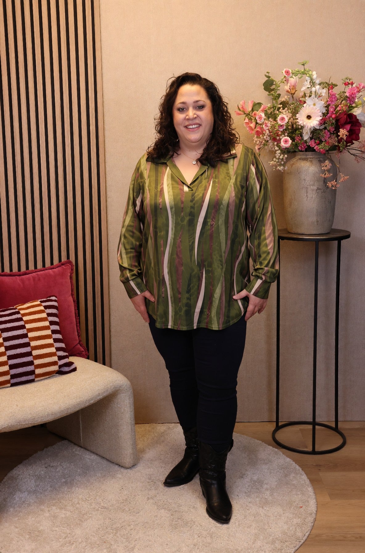 Dora | Bluse schwarz Langarm 52 bis 58