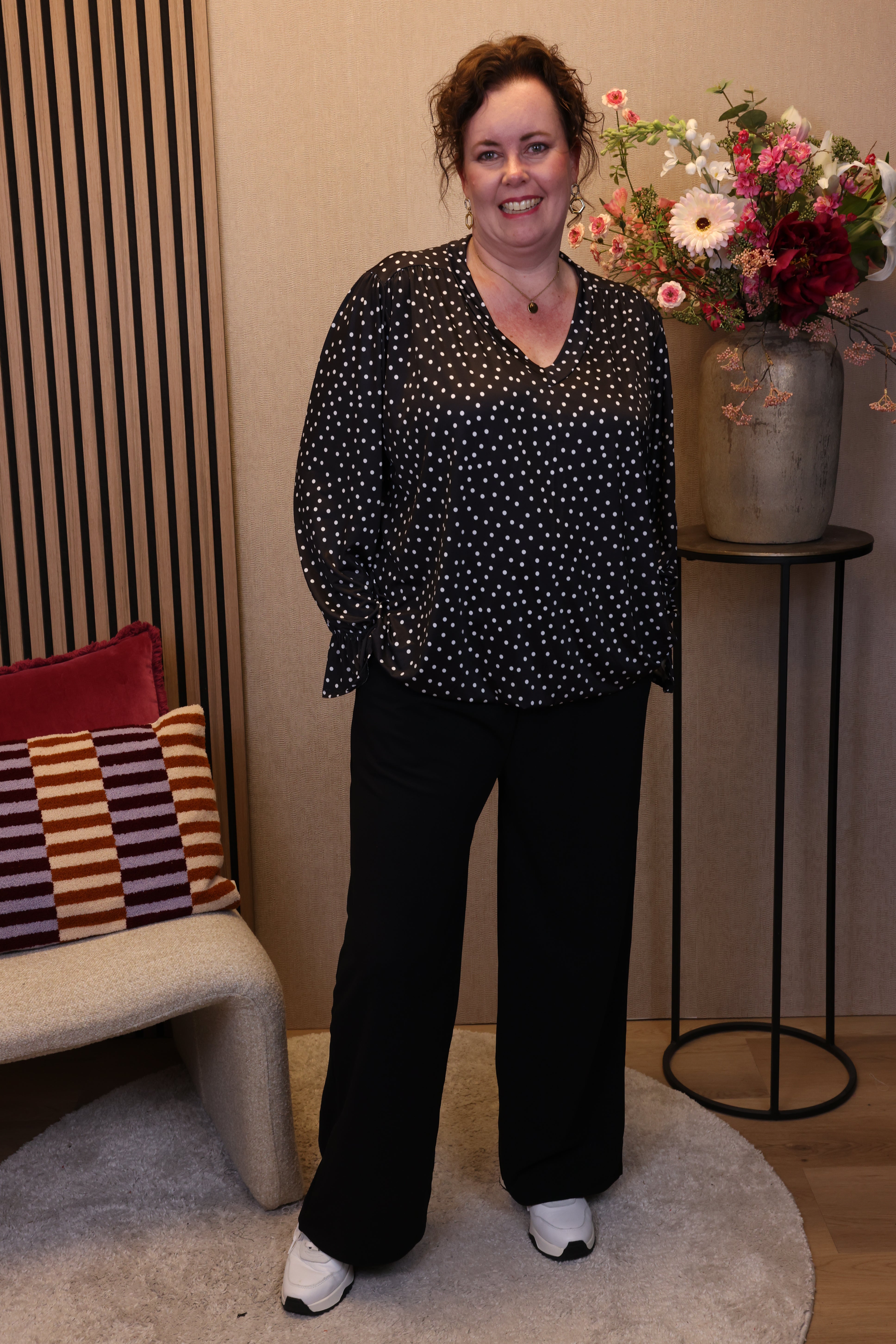 Dora | Bluse schwarz Langarm 52 bis 58