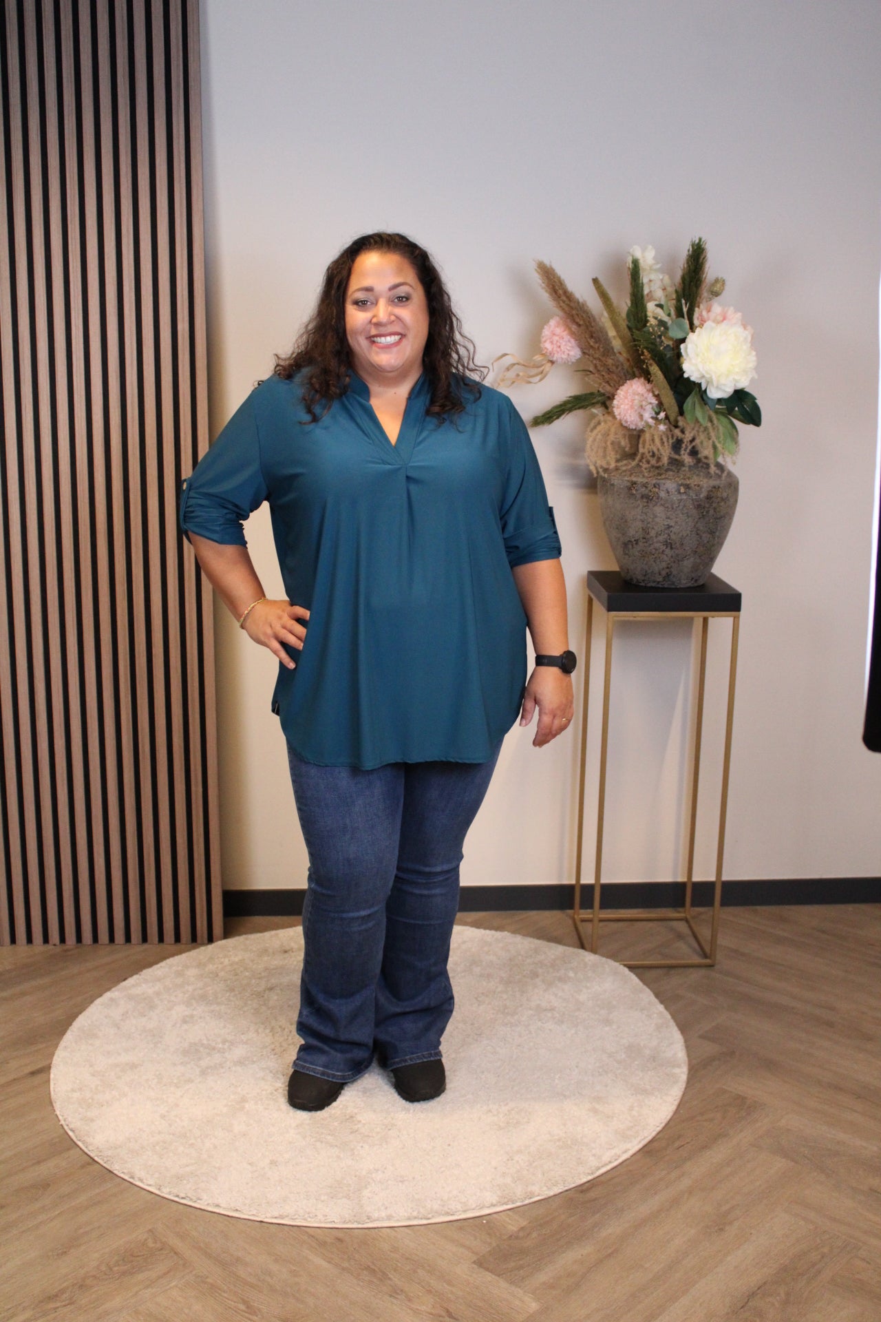 Mara | Bluse türkis Langarm 48 bis 52