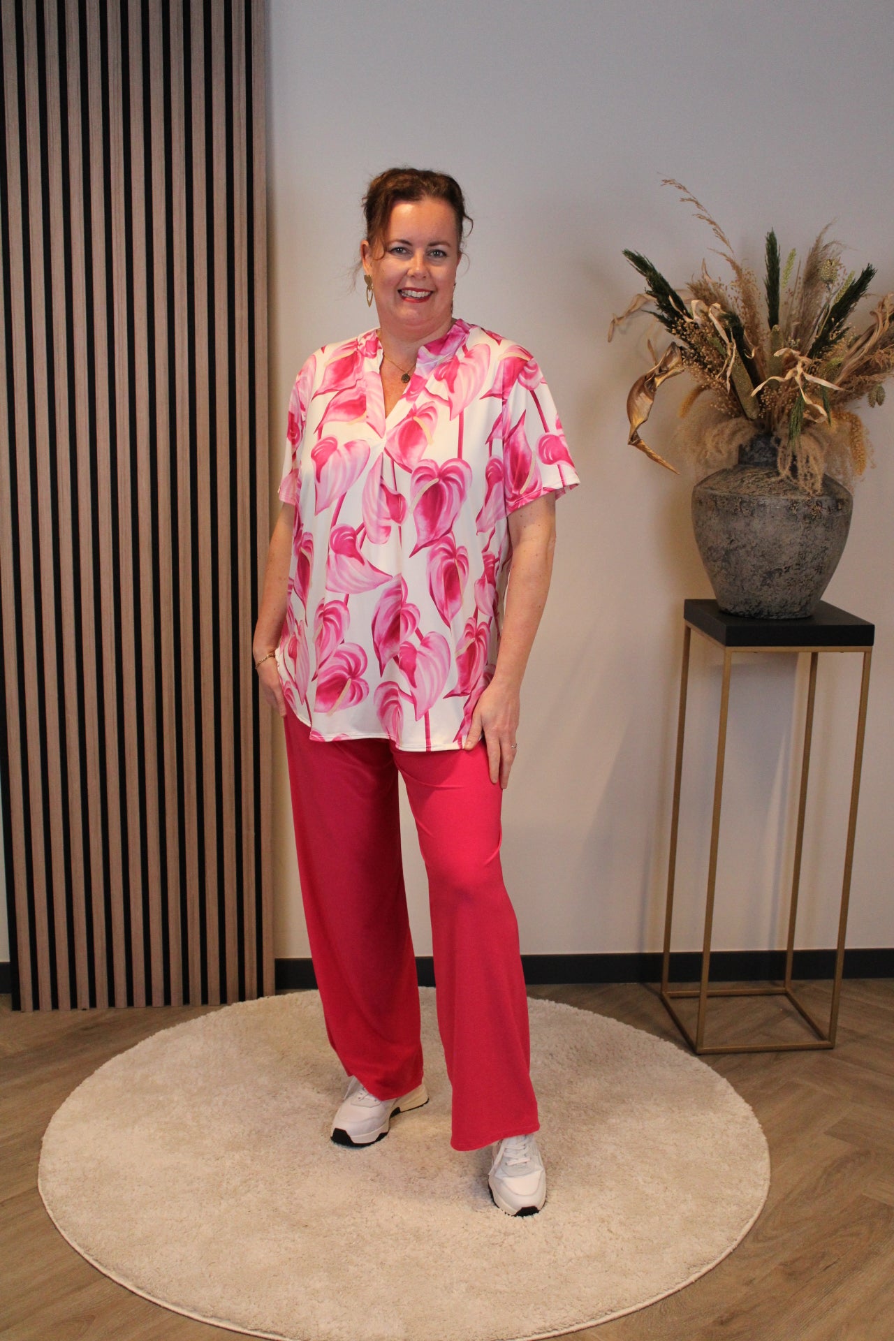 Floortje | Blouse roze korte mouw 38 t/m 48