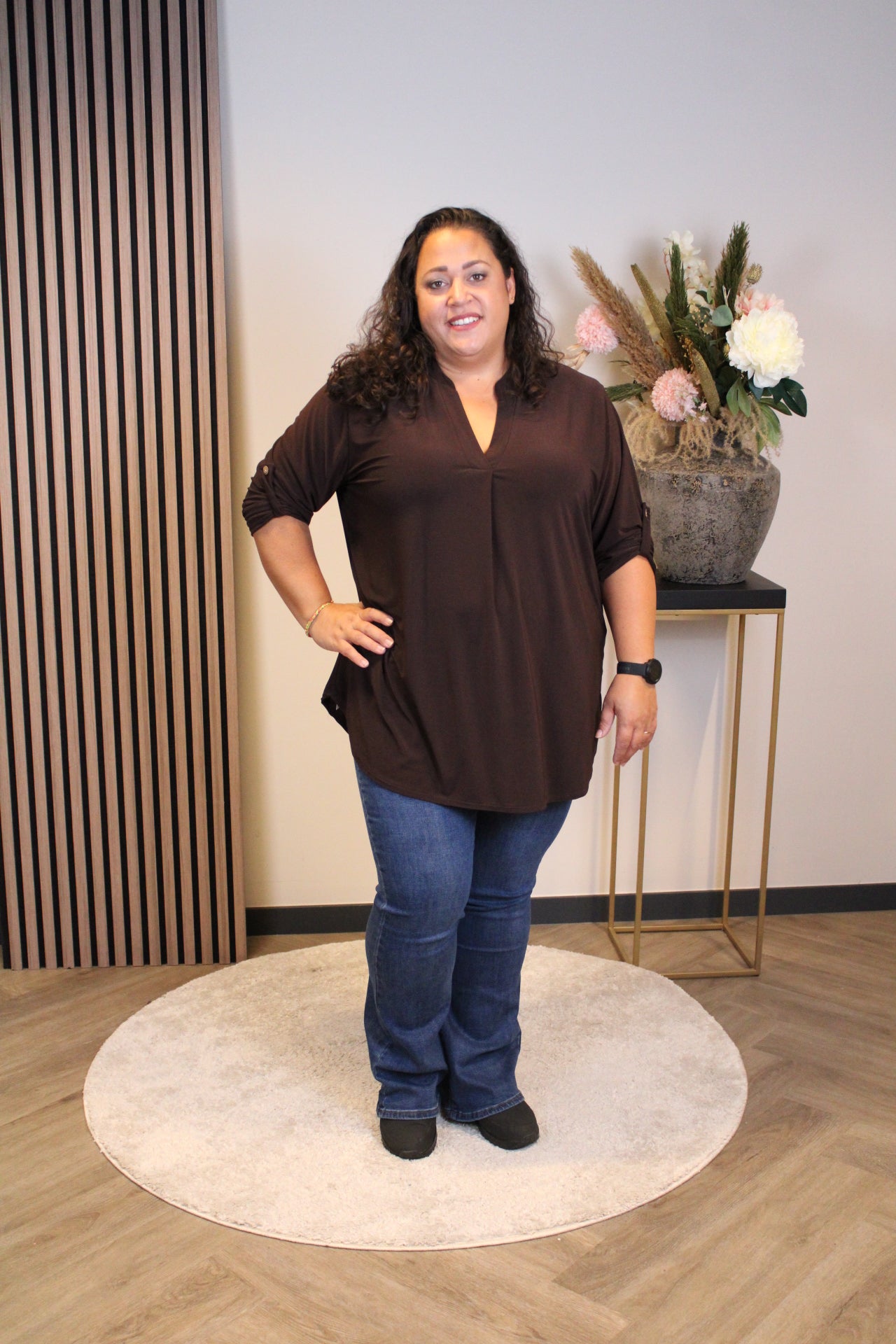 Mara | Bluse braun Langarm 48 bis 52