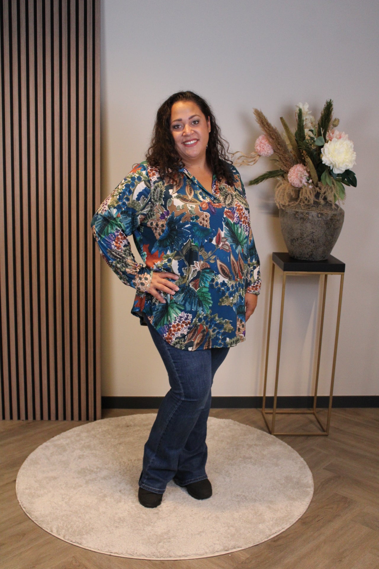 Helena | Bluse mit Kragen blau 48 bis 52