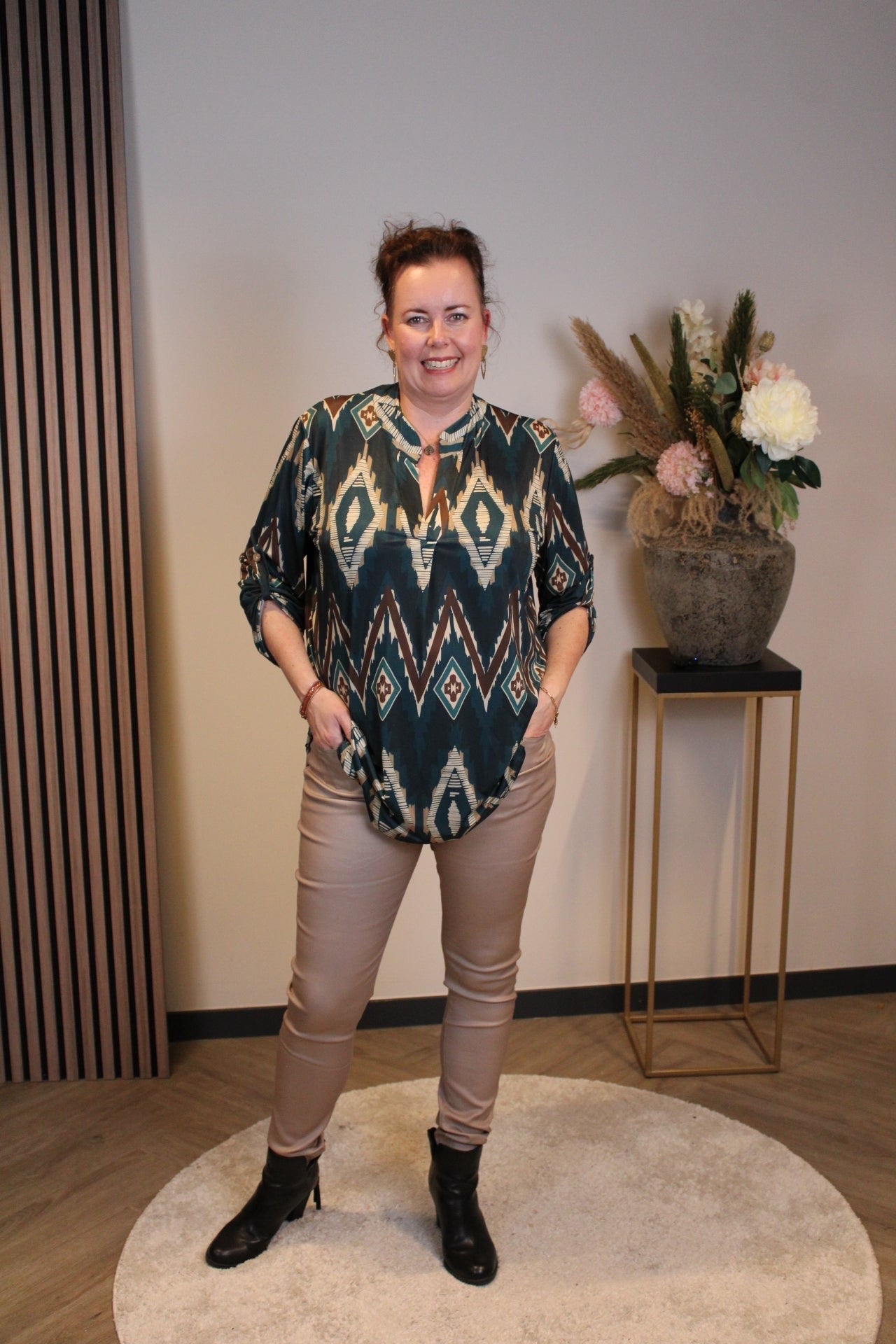 Margriet | Bluse grün lange Ärmel 48 bis 52