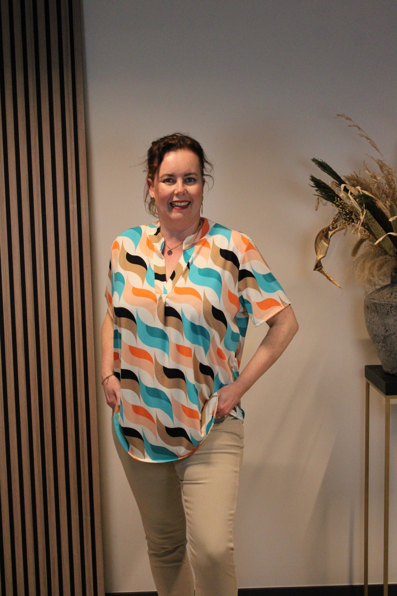 Linde | Bluse orange Kurzarm 38 bis 48