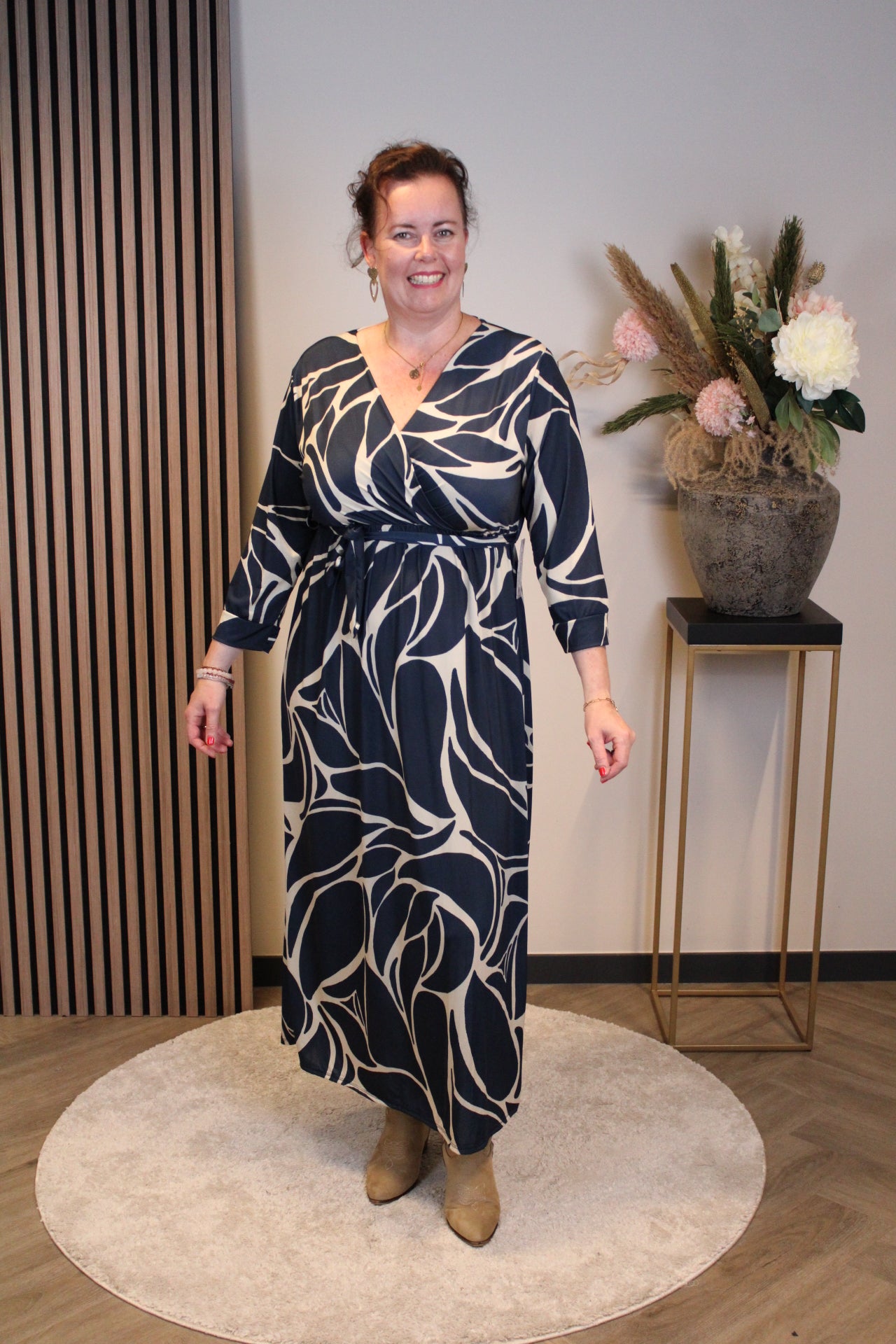 Britt | Blaues Langarmkleid 46 bis 50