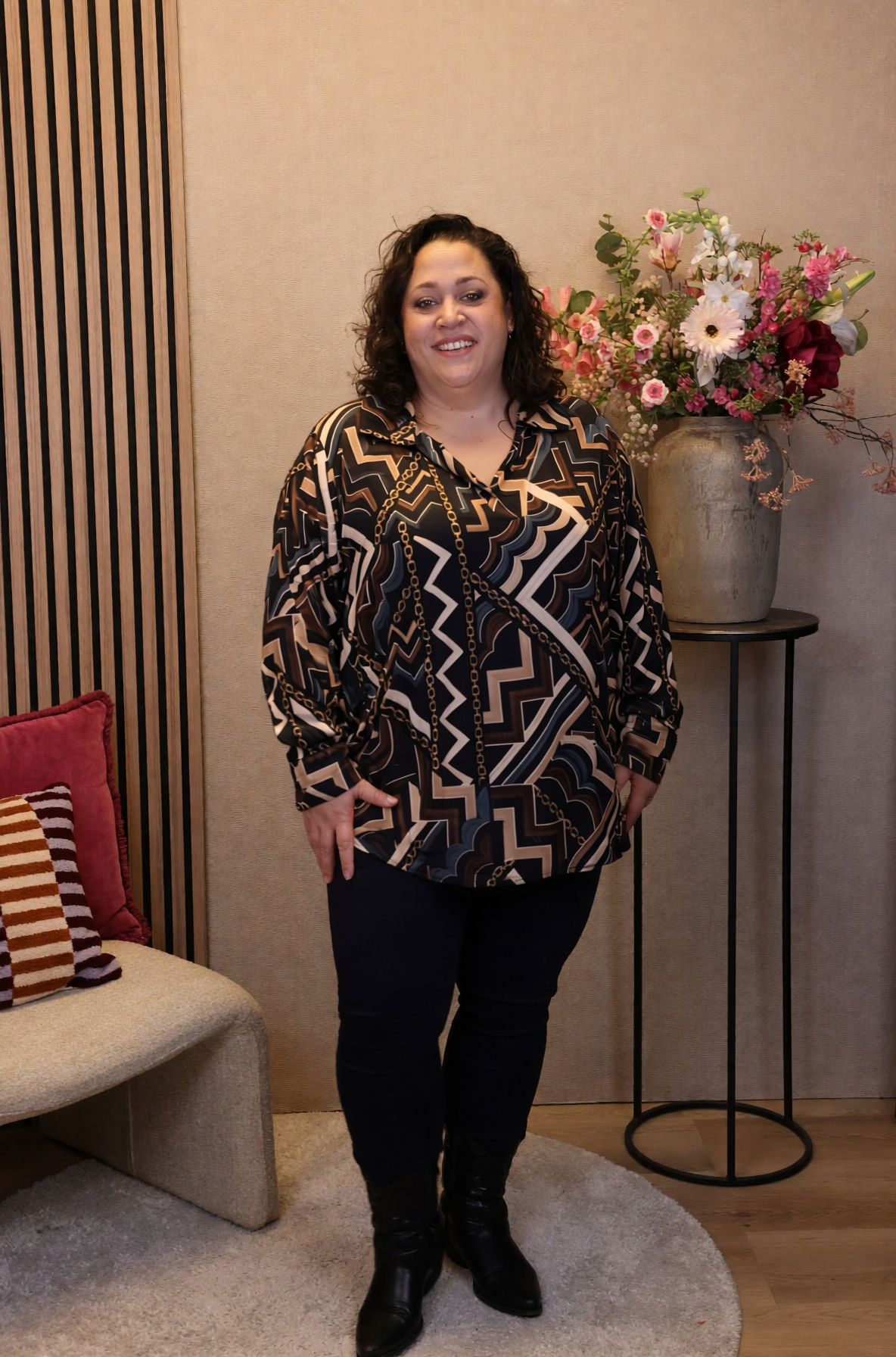 Dora | Bluse schwarz Langarm 52 bis 58