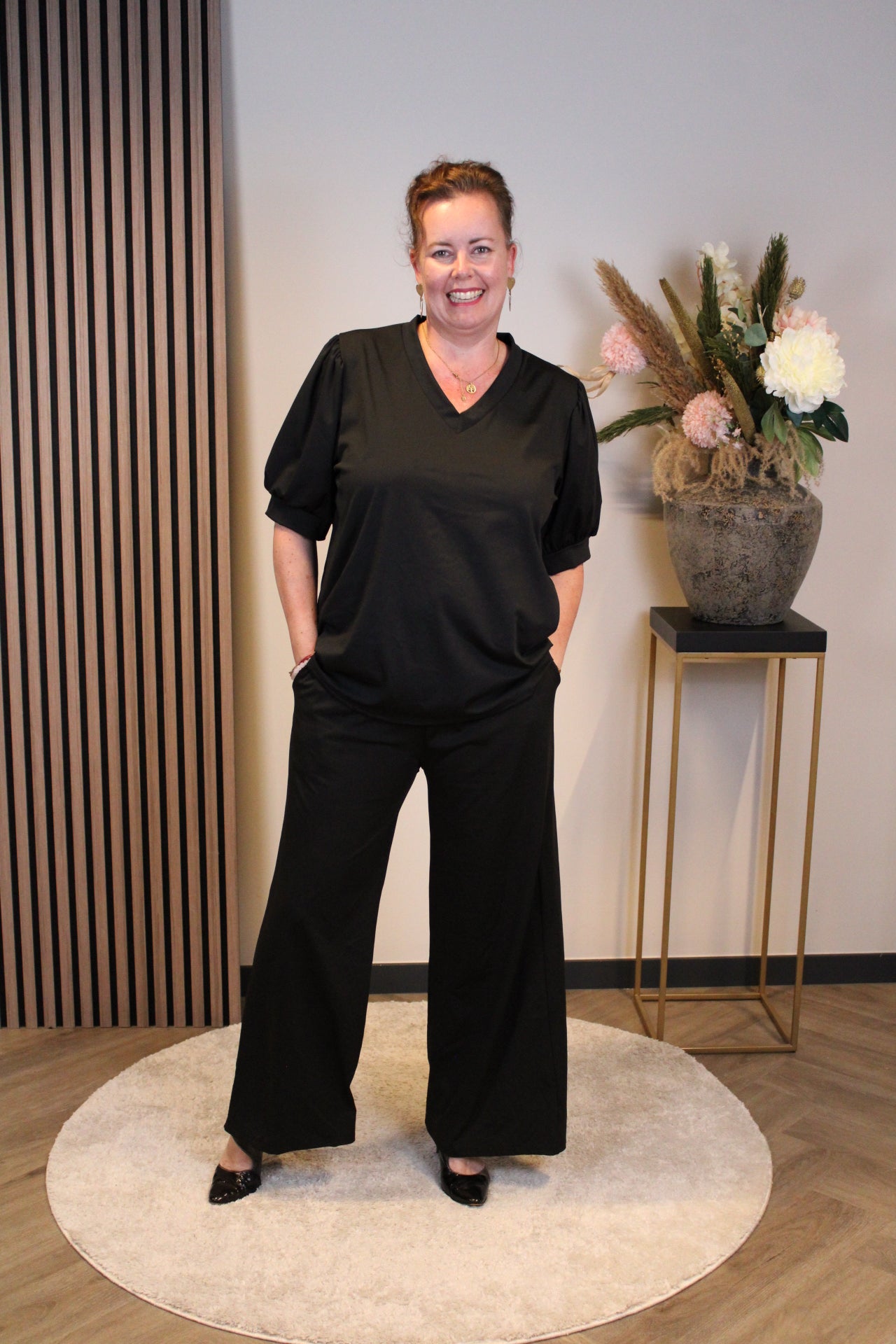 Dora | Bluse schwarz Langarm 52 bis 58