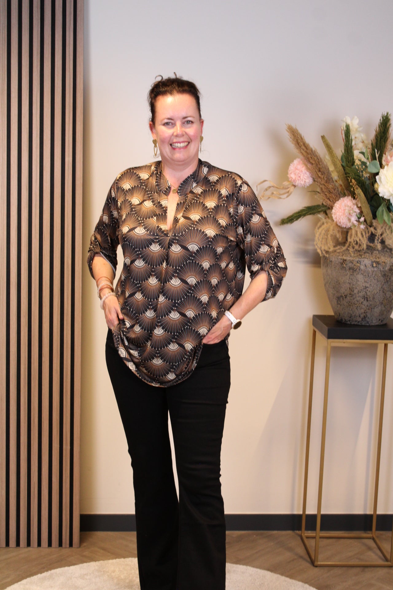 Dora | Blouse zwart lange mouw 52 t/m 58