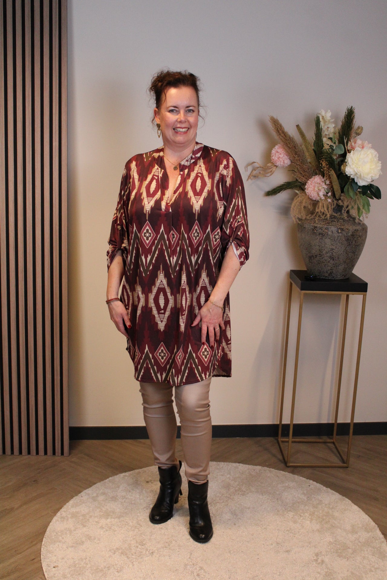 Lana | Blaue Bluse mit Kragen 38 bis 48