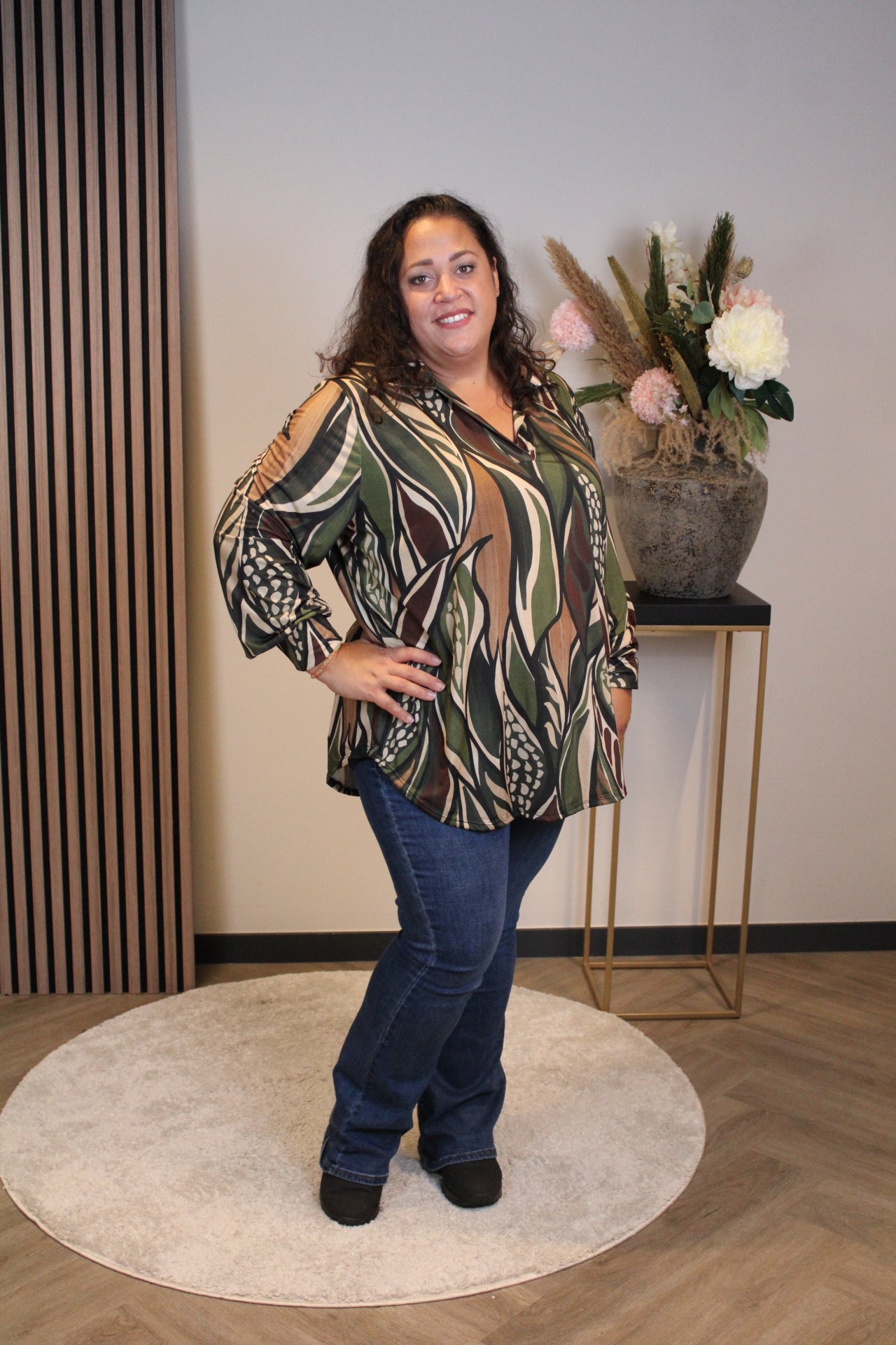 Mona | Bluse mit Kragen grün 48 bis 52