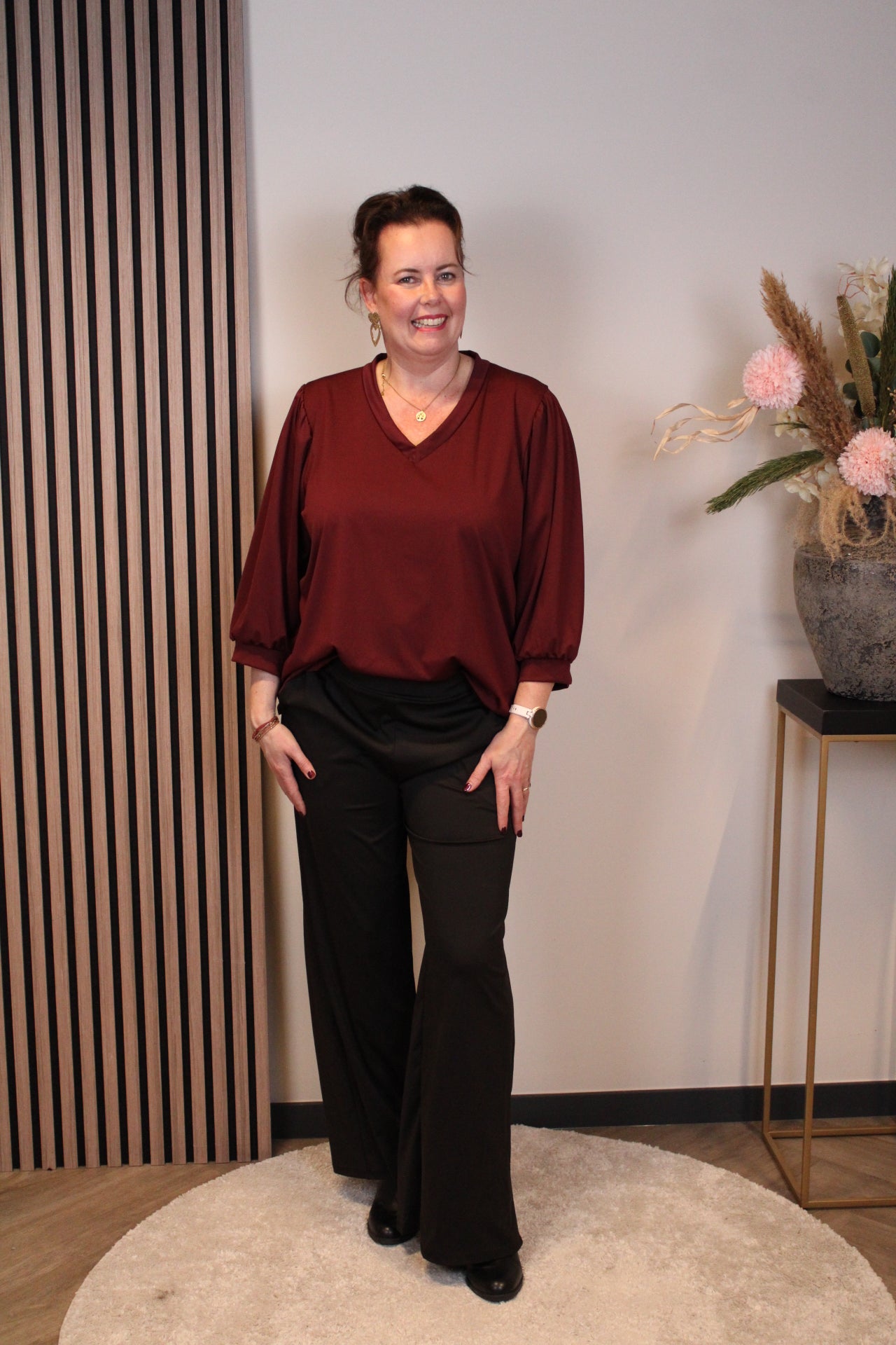 Dora | Bluse schwarz Langarm 52 bis 58