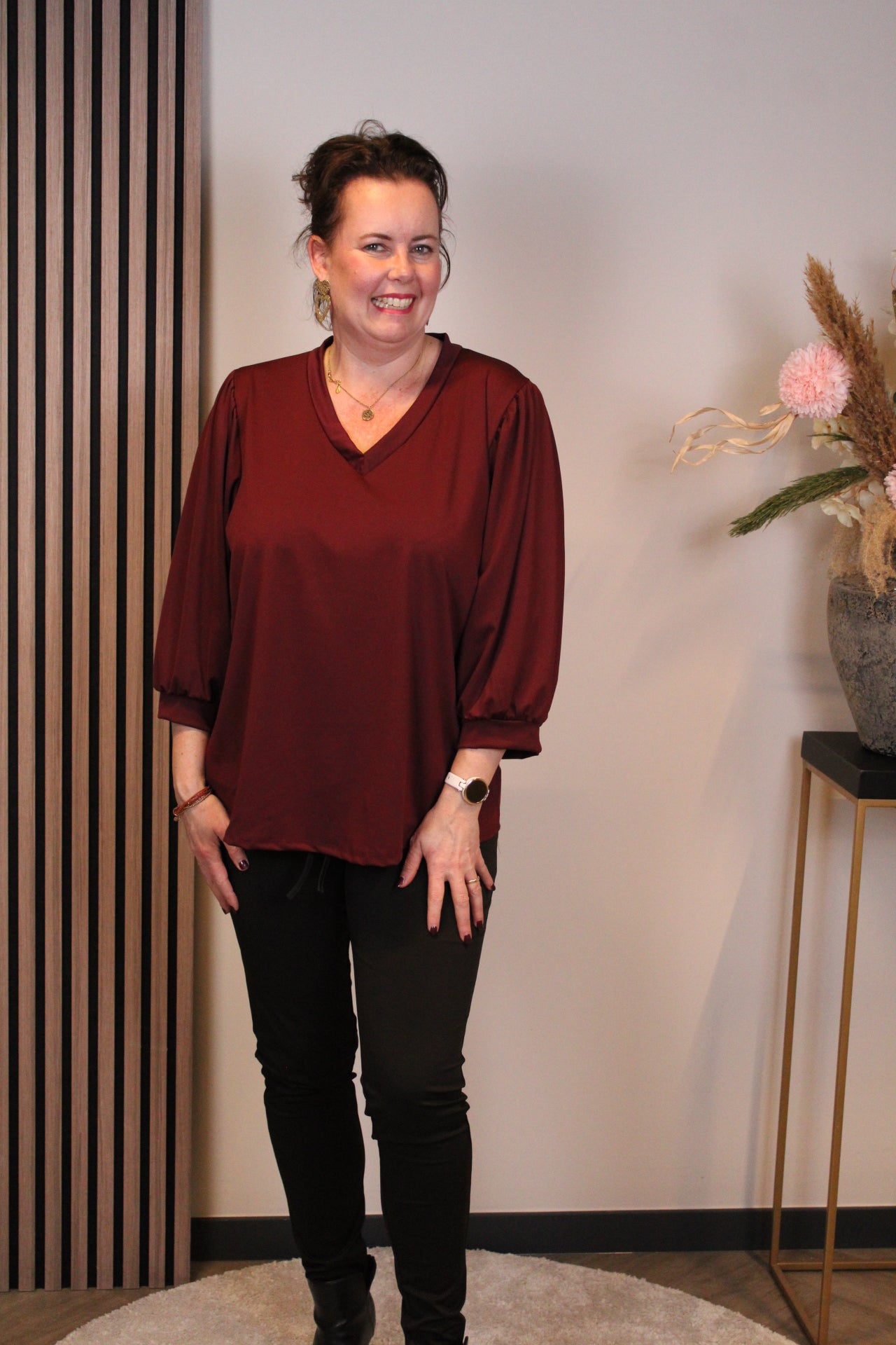 Dora | Bluse schwarz Langarm 52 bis 58