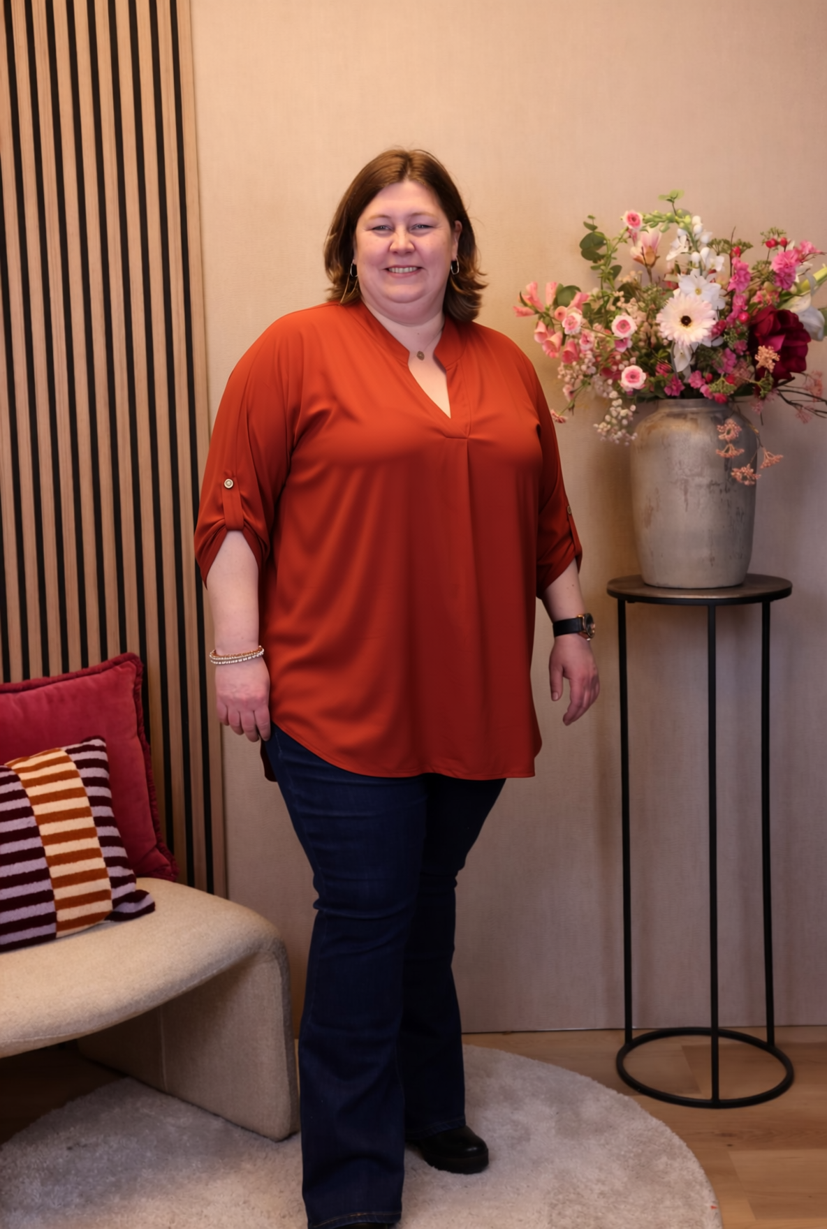 Dora | Bluse schwarz Langarm 52 bis 58