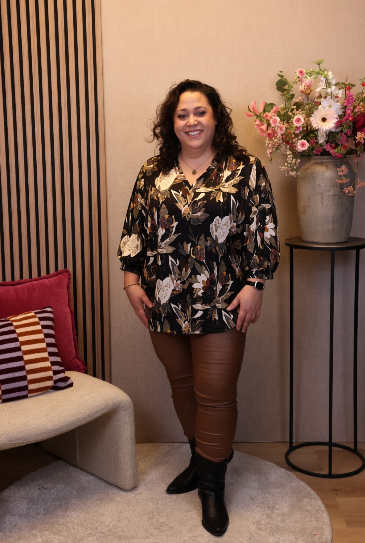 Dora | Bluse schwarz Langarm 52 bis 58