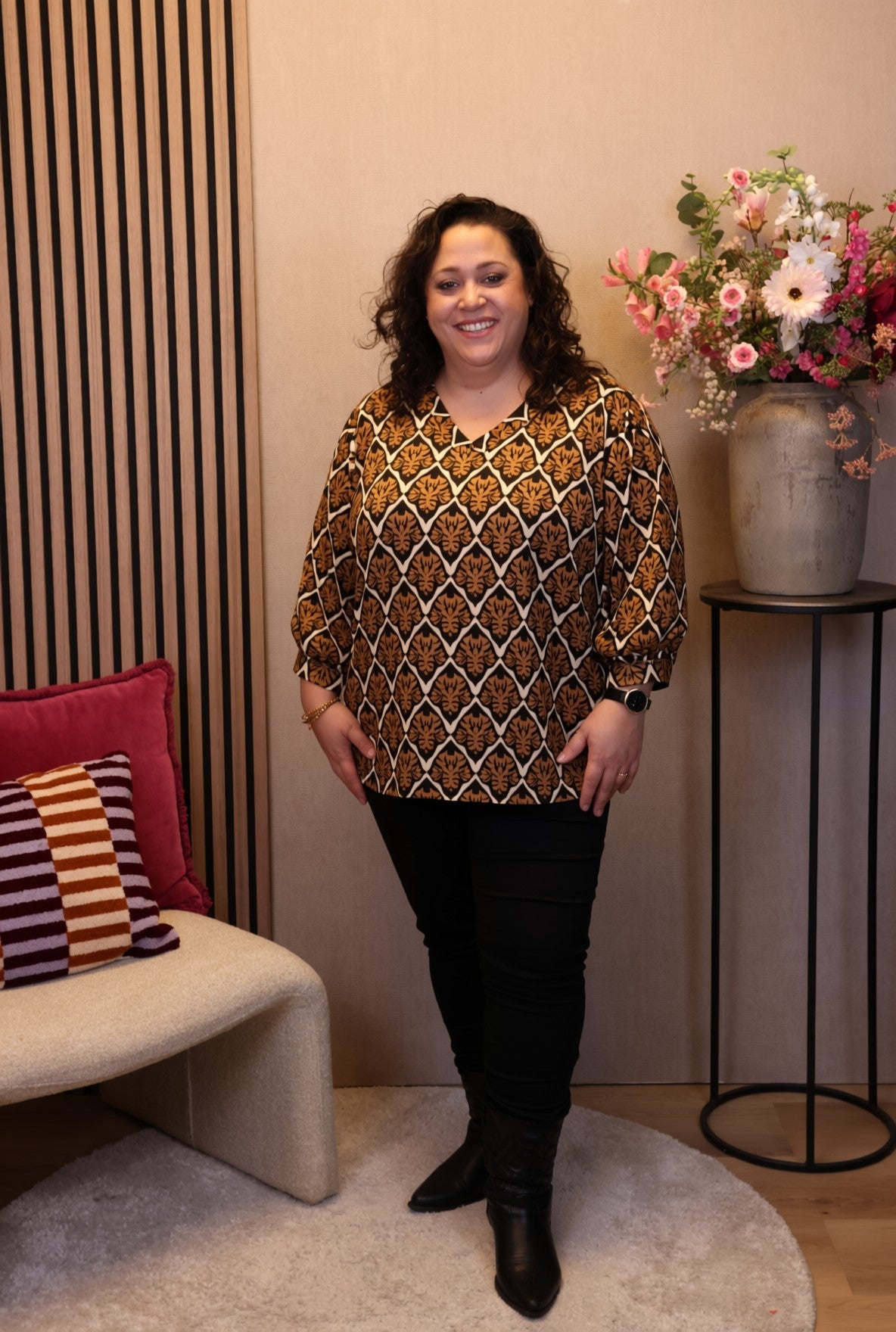 Dora | Bluse schwarz Langarm 52 bis 58