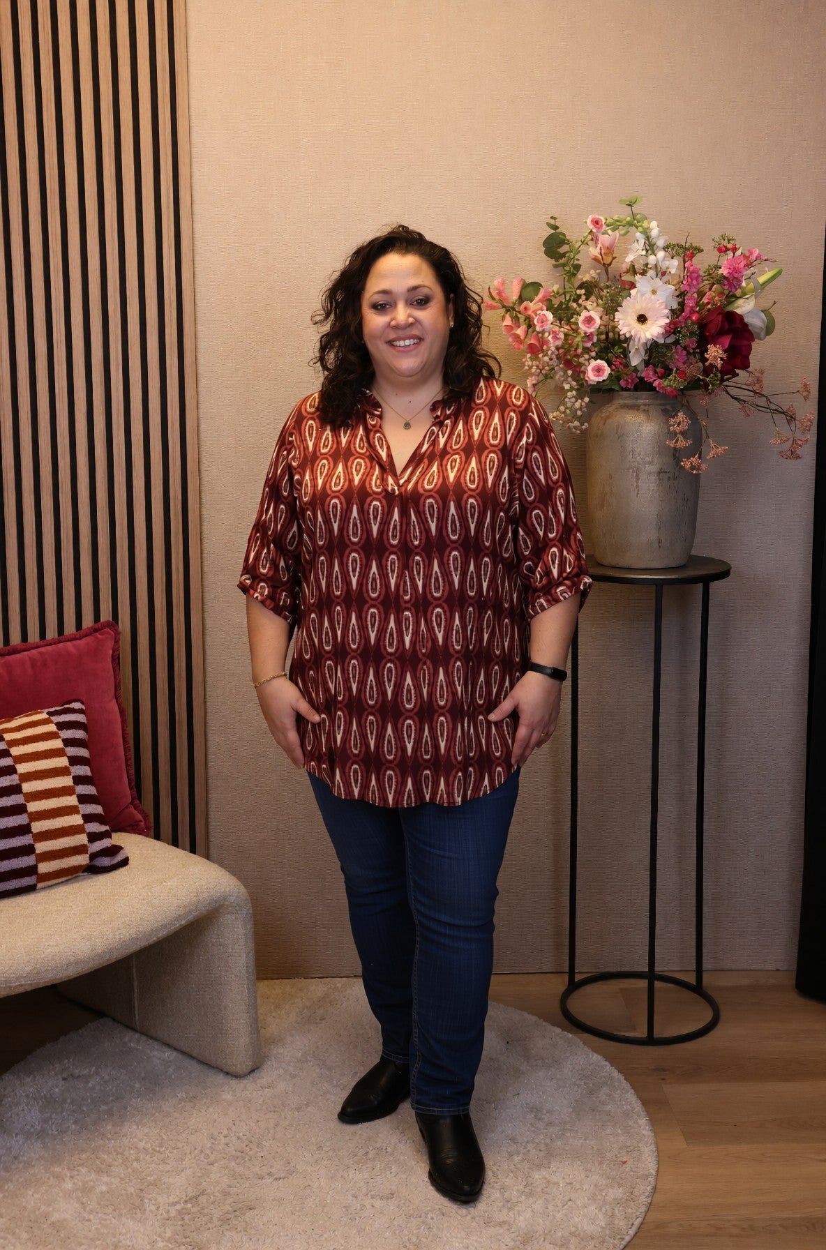 Dora | Bluse schwarz Langarm 52 bis 58