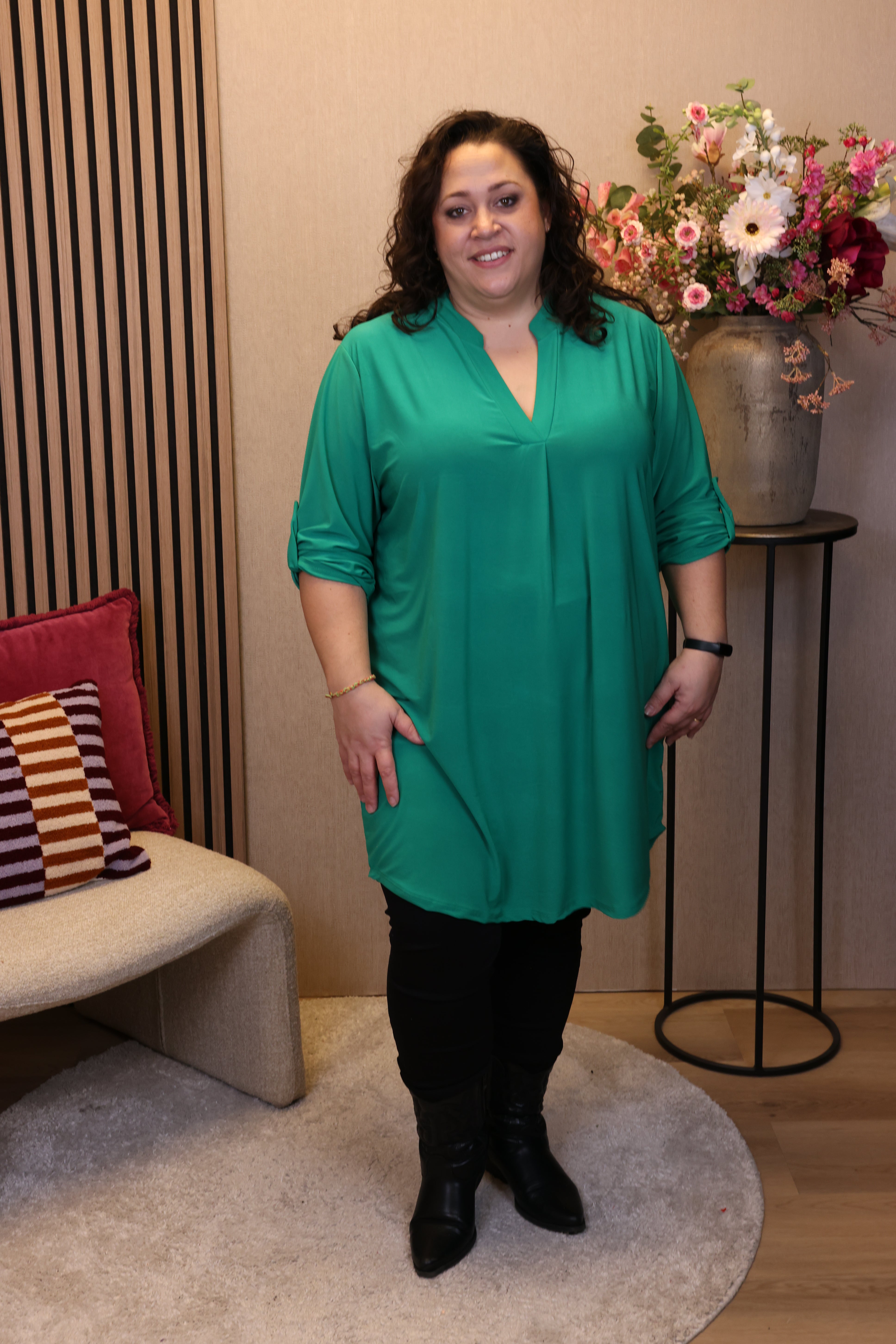 Dora | Bluse schwarz Langarm 52 bis 58