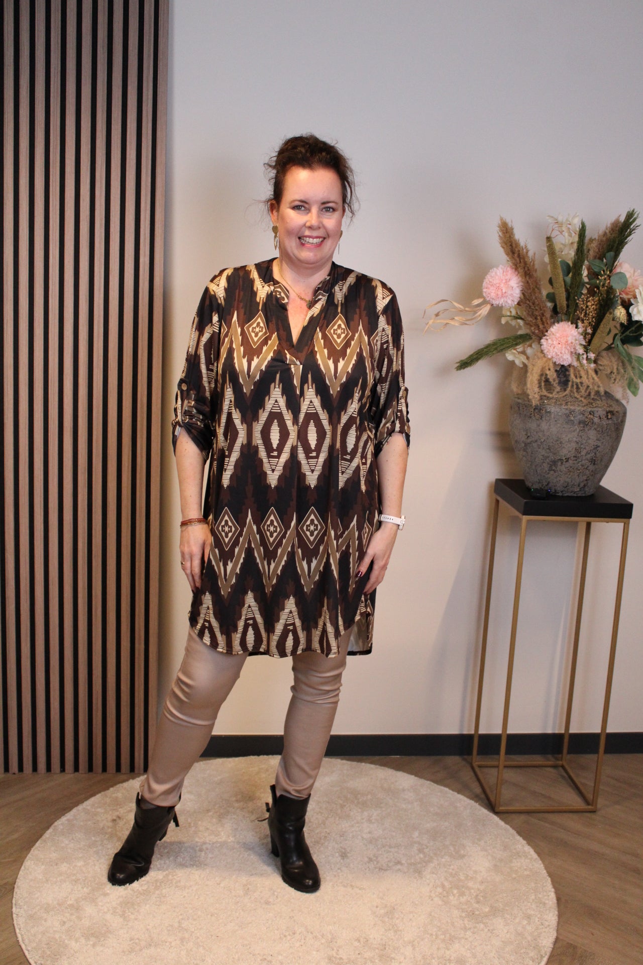 Lana | Blaue Bluse mit Kragen 38 bis 48