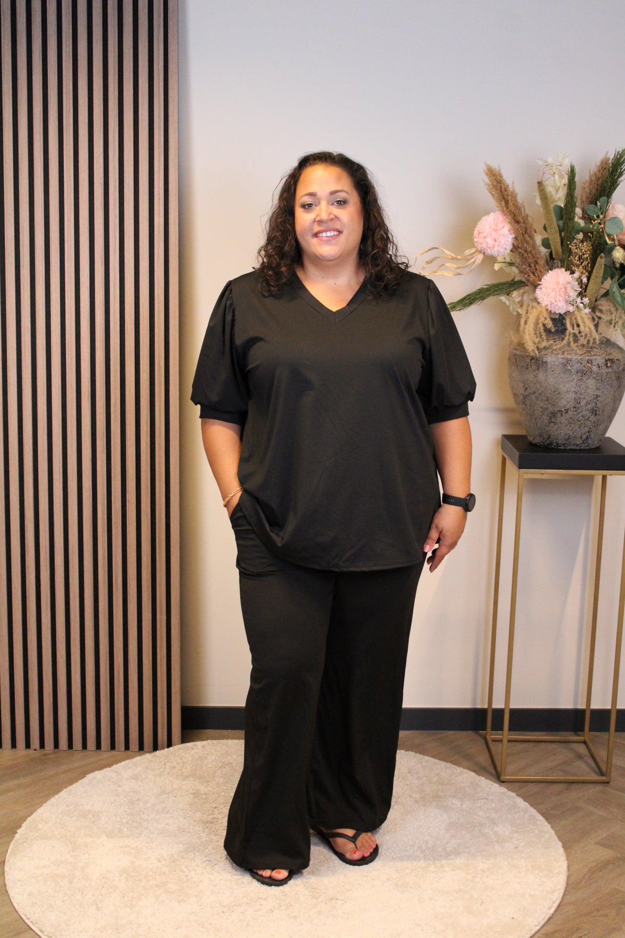 Dora | Bluse schwarz Langarm 52 bis 58