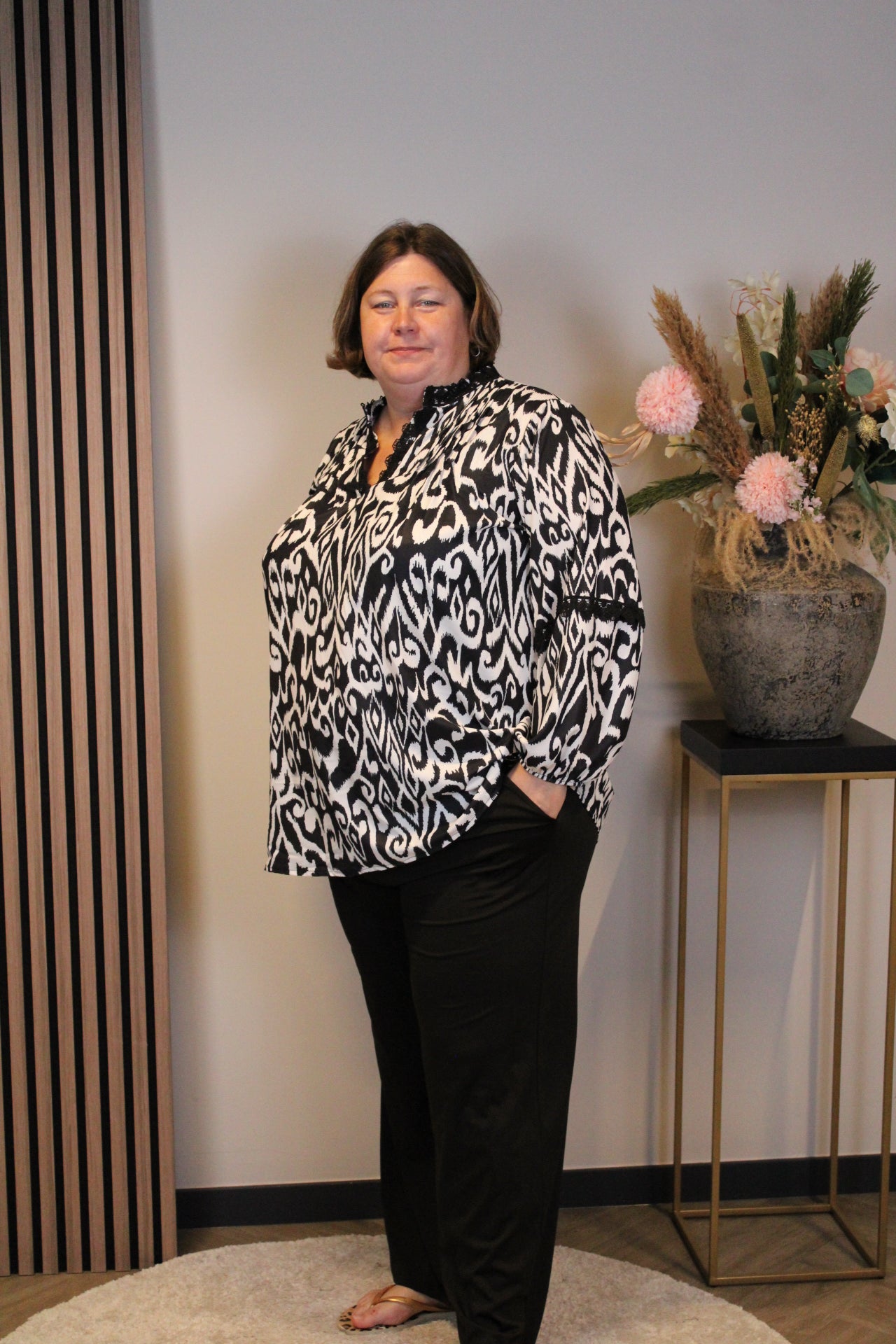 Dora | Bluse schwarz Langarm 52 bis 58