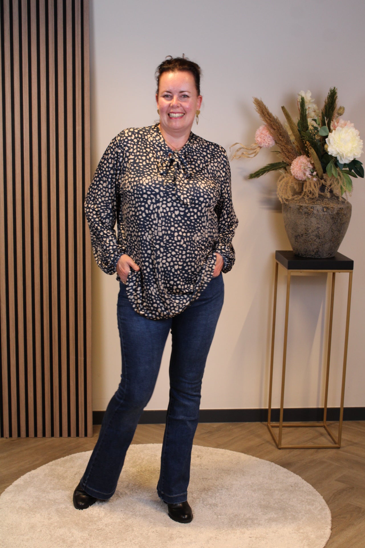 Janneke | Bluse blau Langarm 48 bis 52