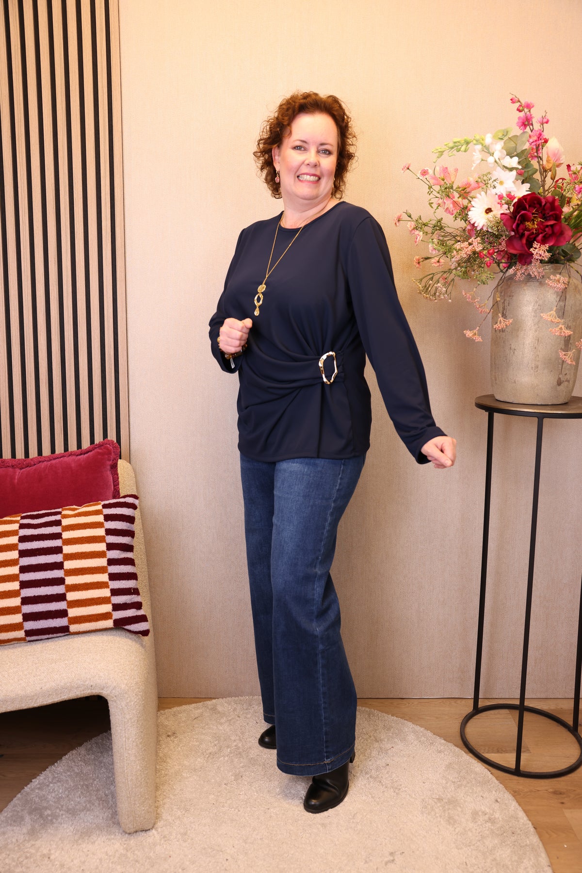 Dora | Bluse schwarz Langarm 52 bis 58