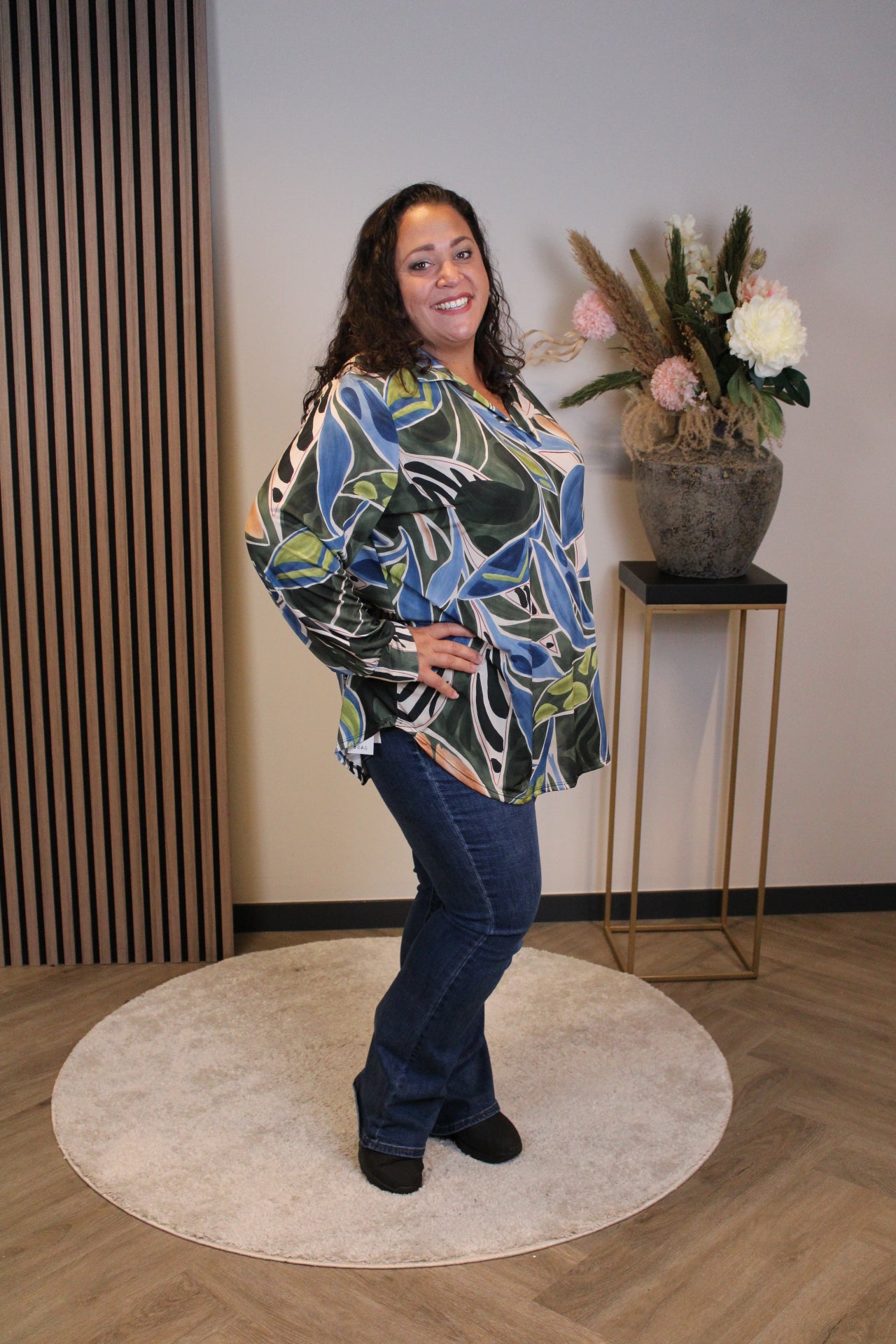 Kristel | Grüne Bluse mit Kragen 48 bis 52