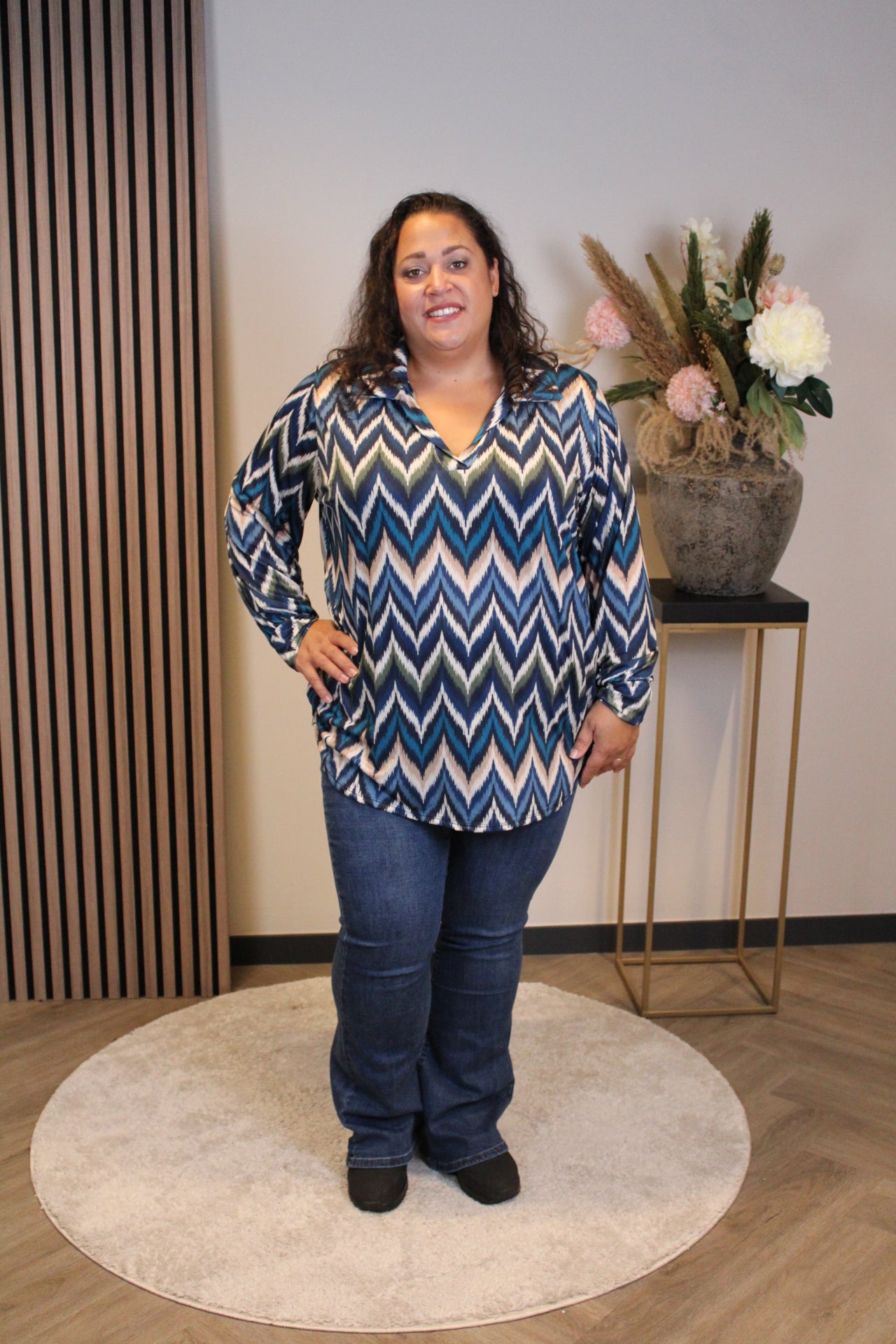 Sietske | Bluse mit Kragen blau 48 bis 52