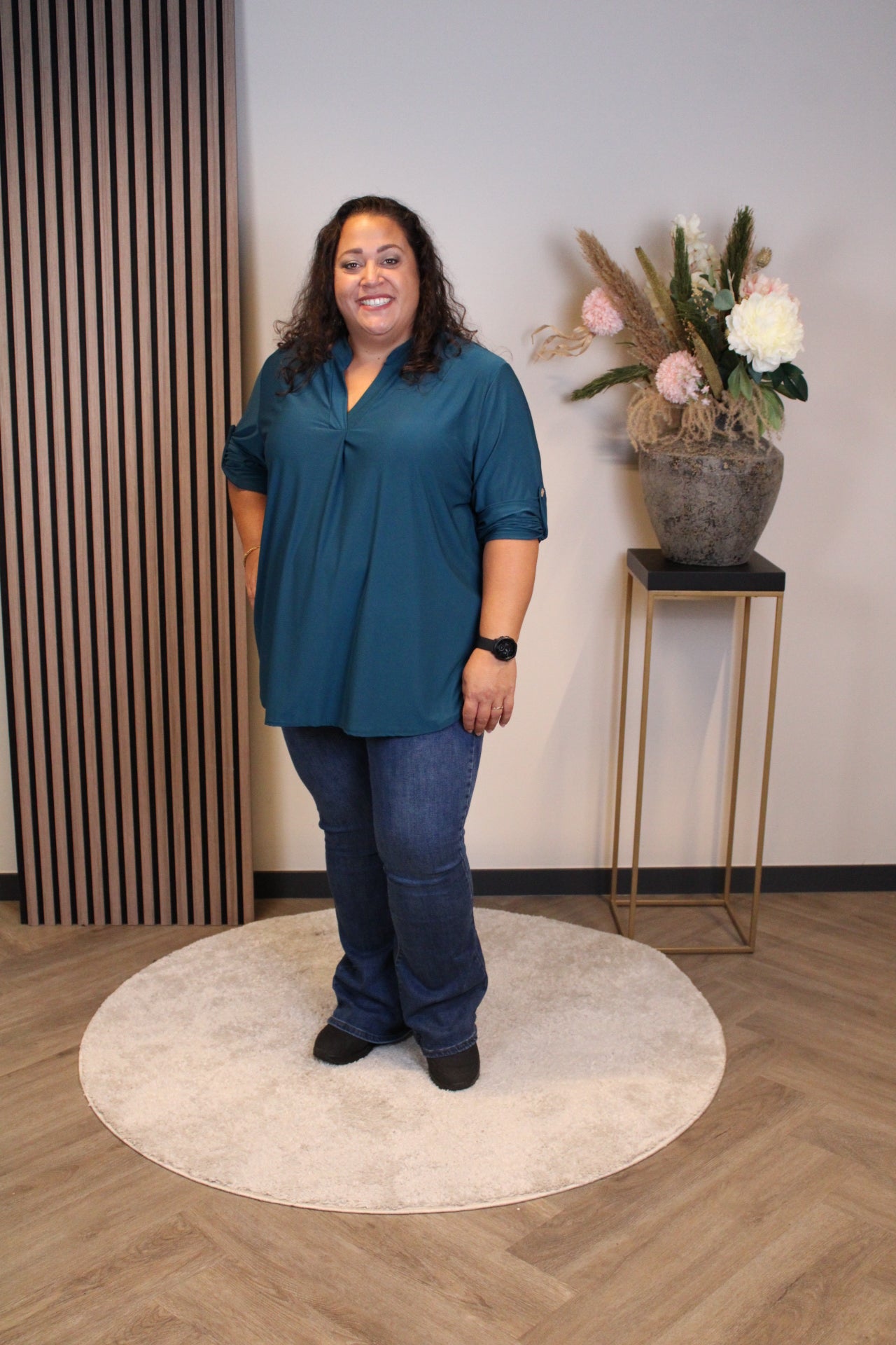 Mara | Bluse türkis Langarm 48 bis 52