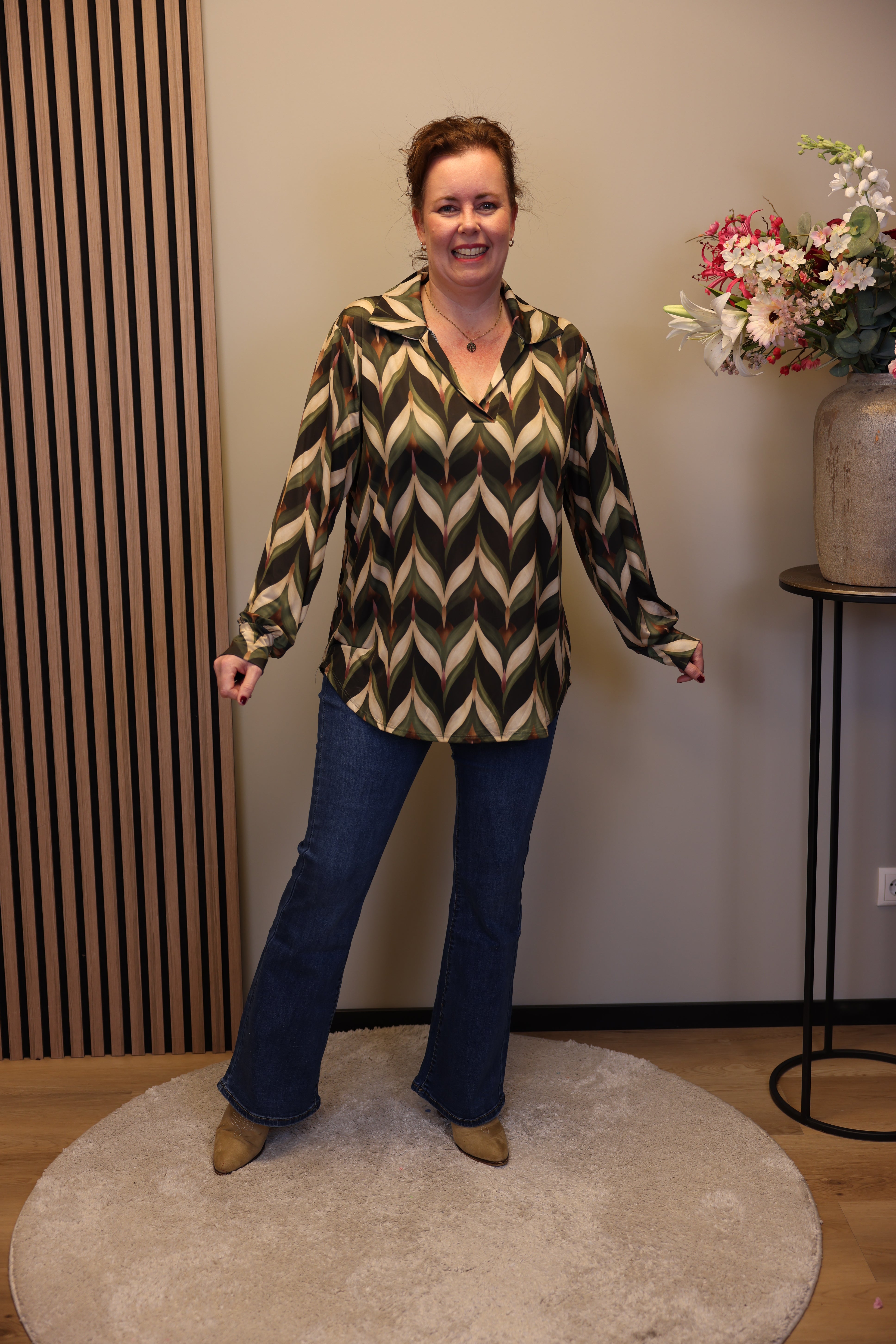 Fabienne | Blouse groen met kraagje 38 t/m 48