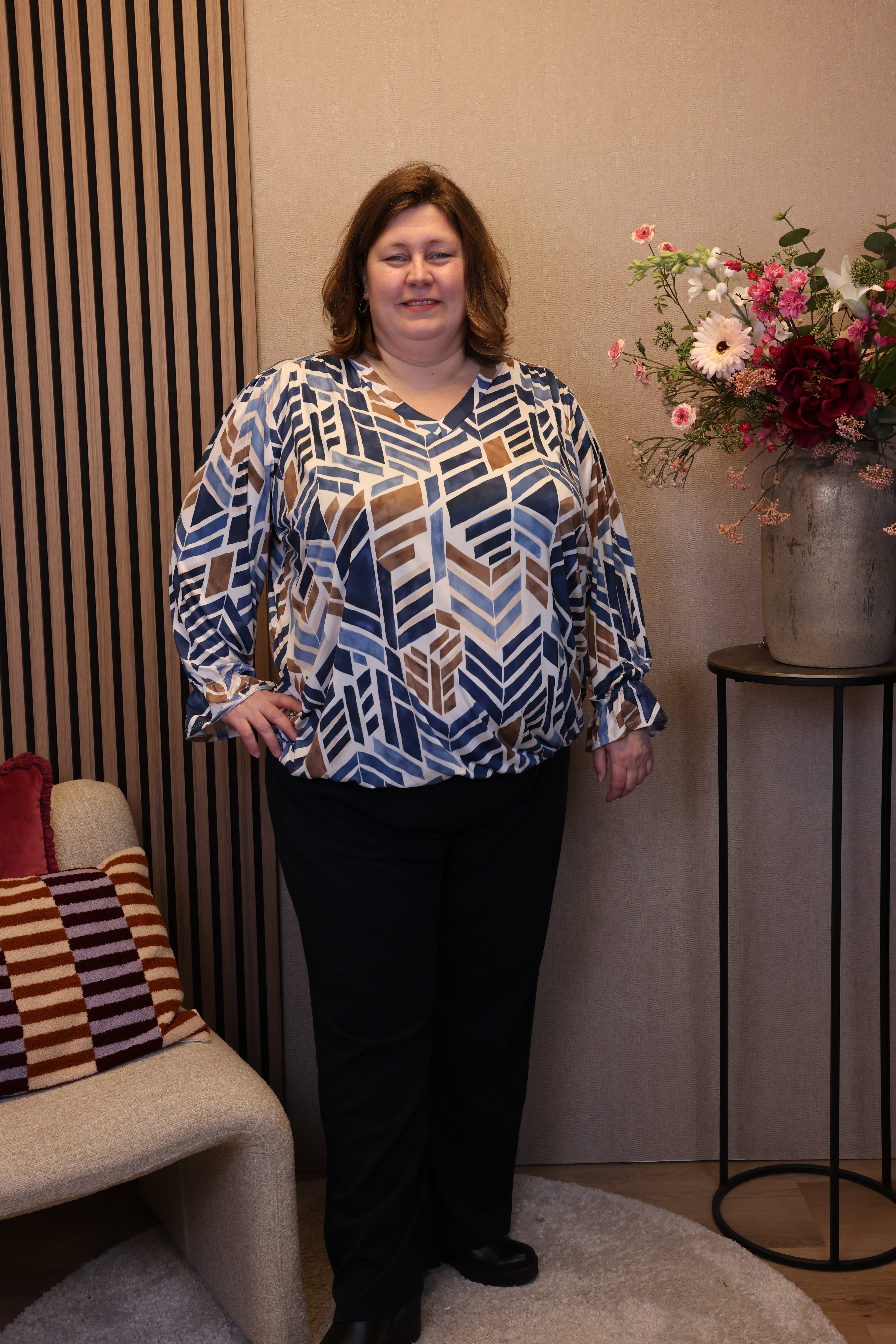 Dora | Bluse schwarz Langarm 52 bis 58