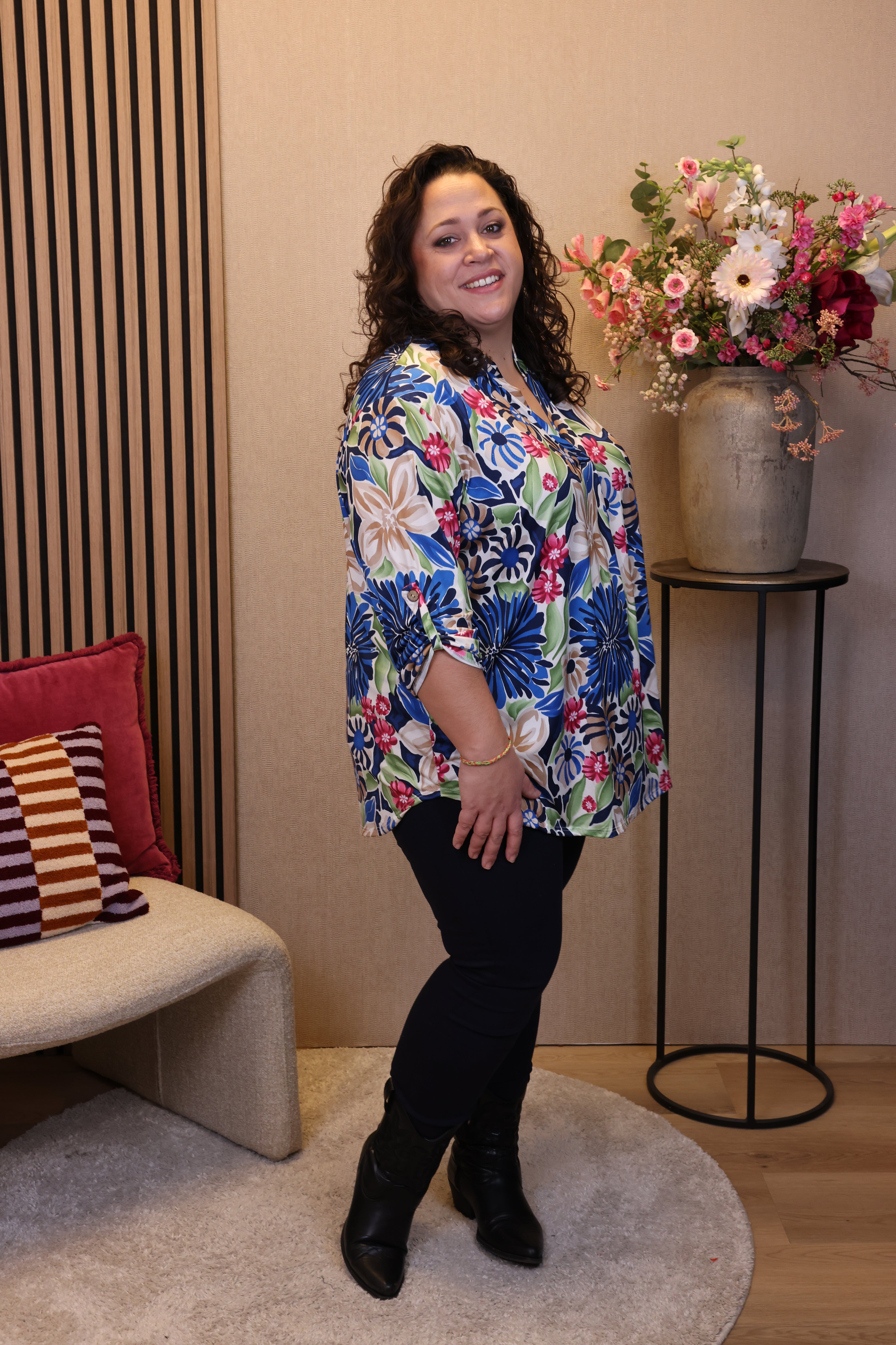 Dora | Bluse schwarz Langarm 52 bis 58