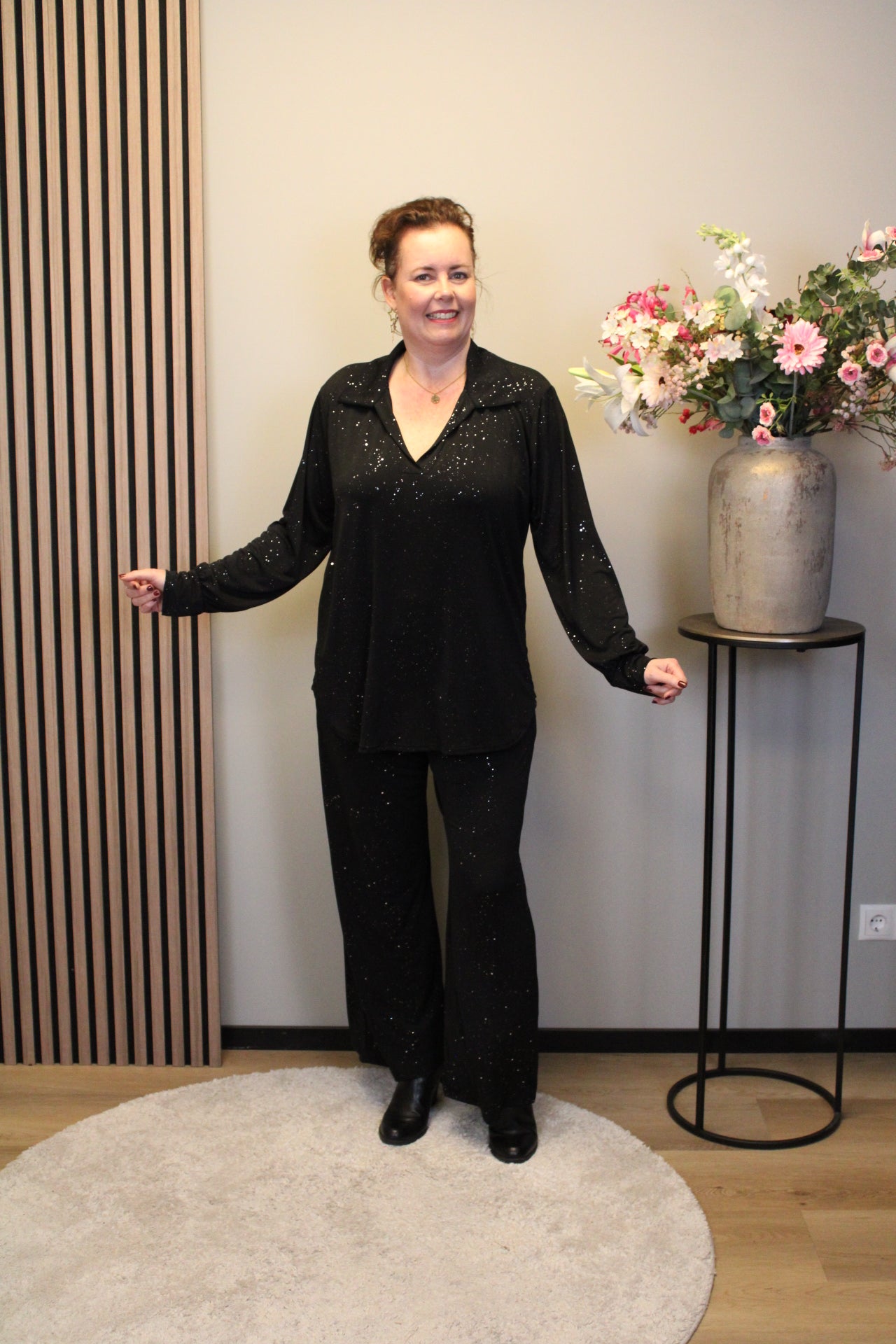Dora | Bluse schwarz Langarm 52 bis 58