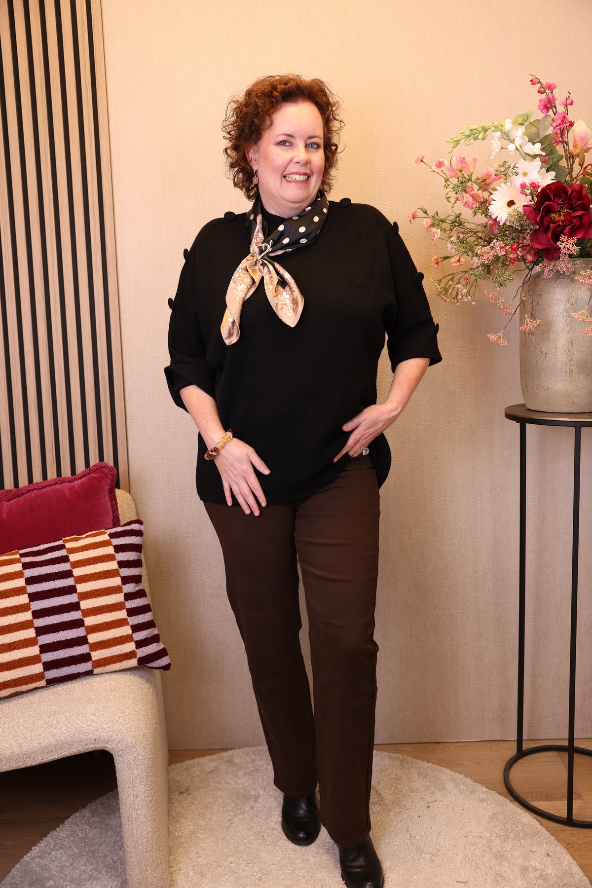 Dora | Bluse schwarz Langarm 52 bis 58