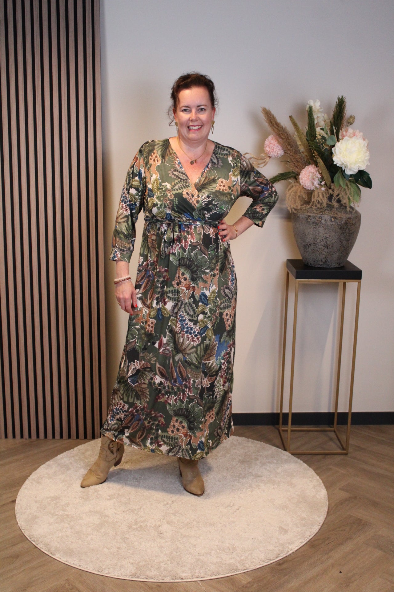 Christa | Grünes Kleid mit langen Ärmeln, Größe 38 bis 44