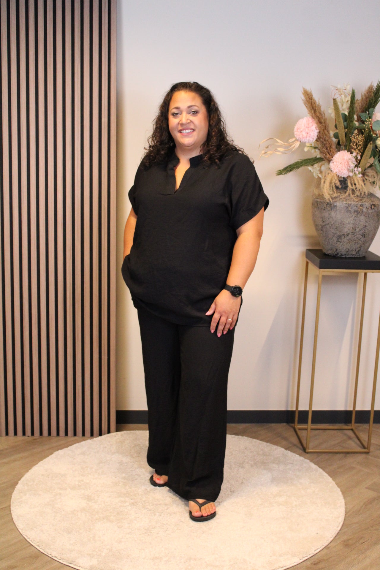 Dora | Bluse schwarz Langarm 52 bis 58