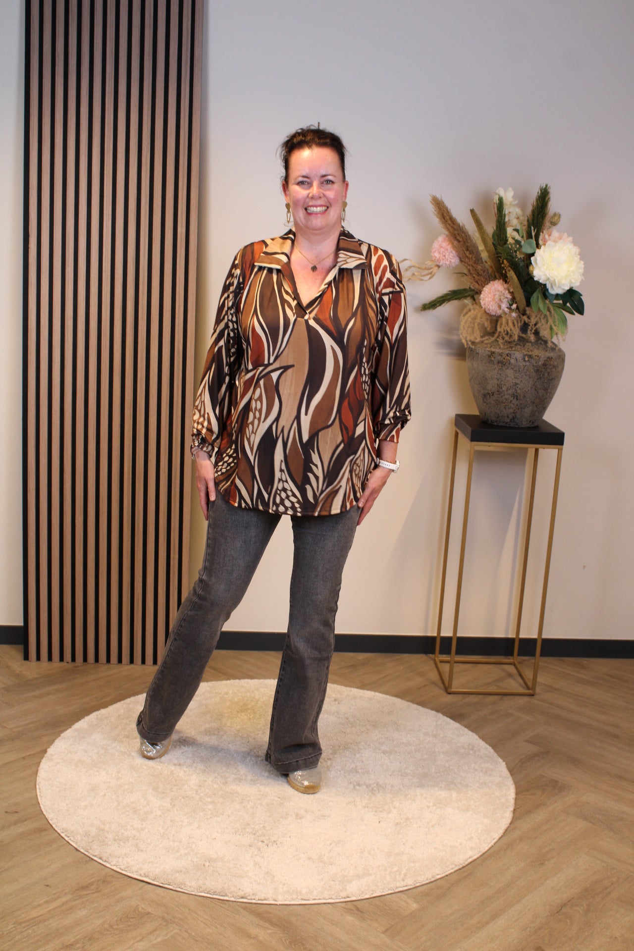 Mona | Bluse mit Kragen braun 48 bis 52