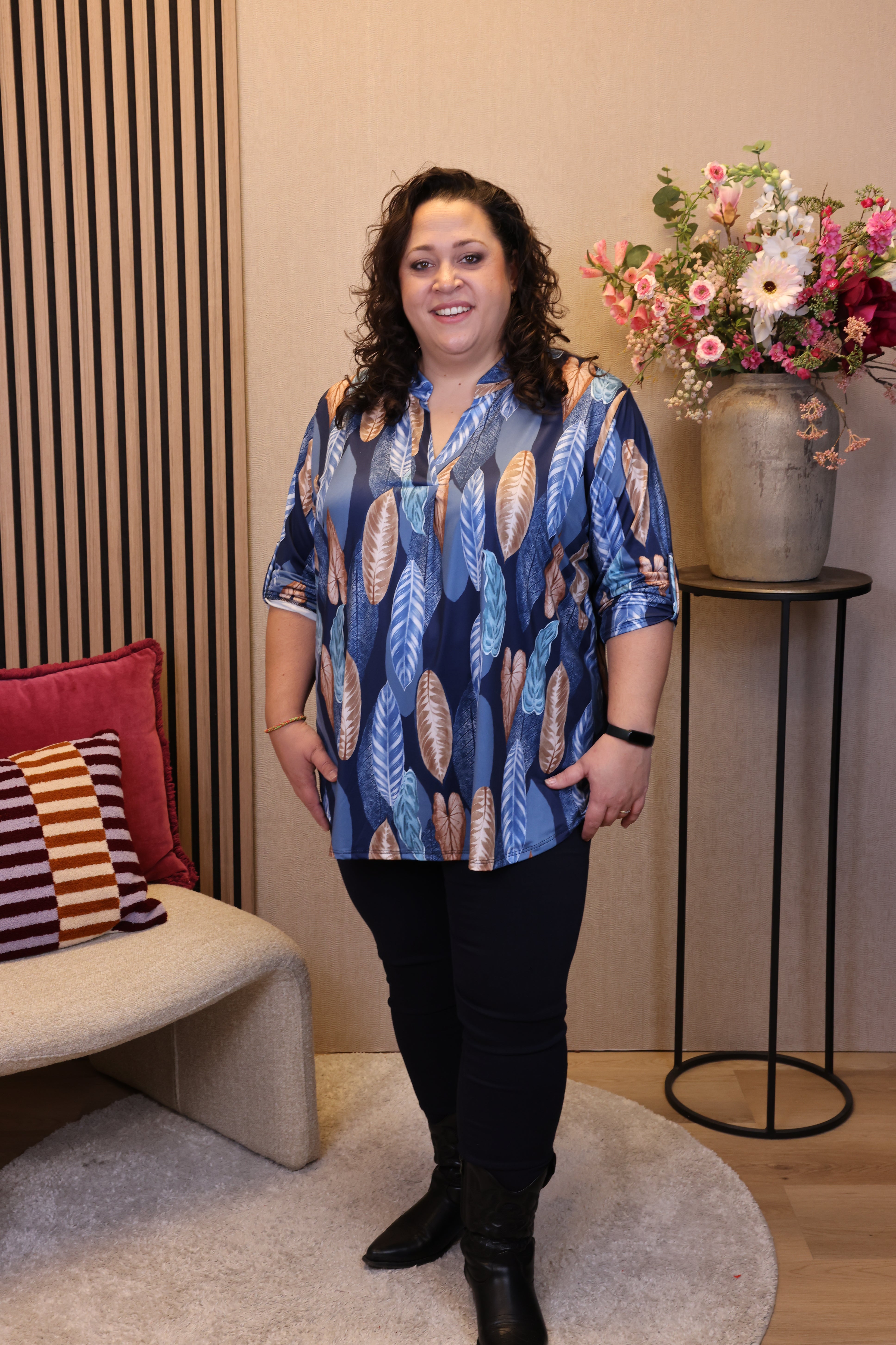 Dora | Bluse schwarz Langarm 52 bis 58