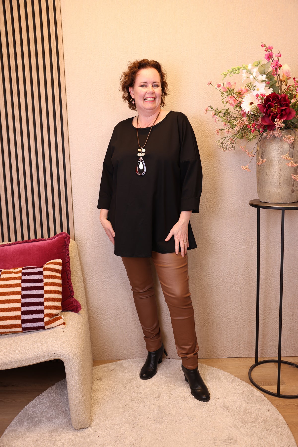 Dora | Bluse schwarz Langarm 52 bis 58
