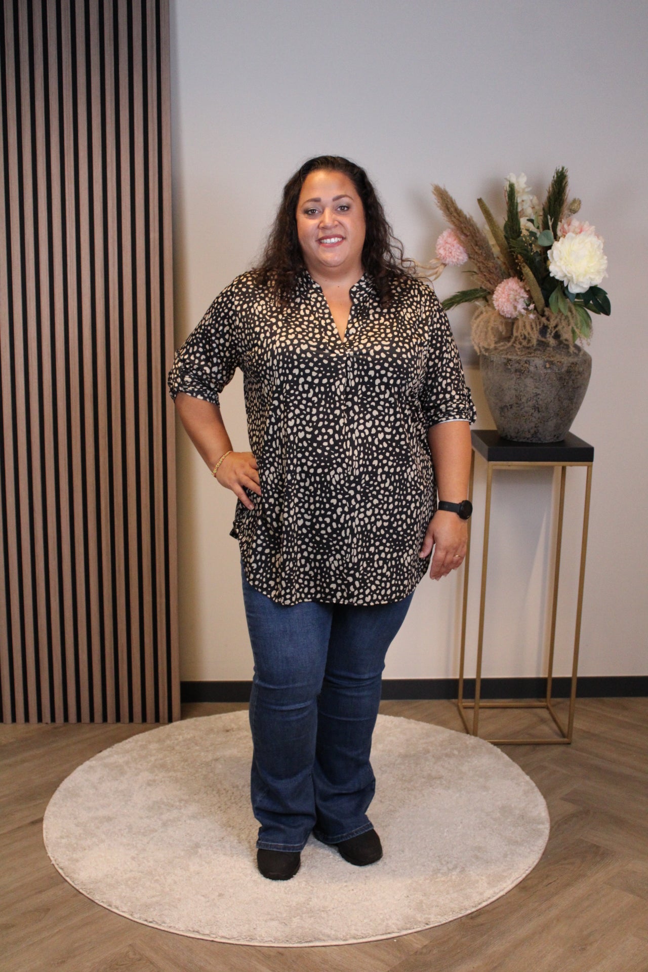 Rafella | Schwarze Langarmbluse 48 bis 52