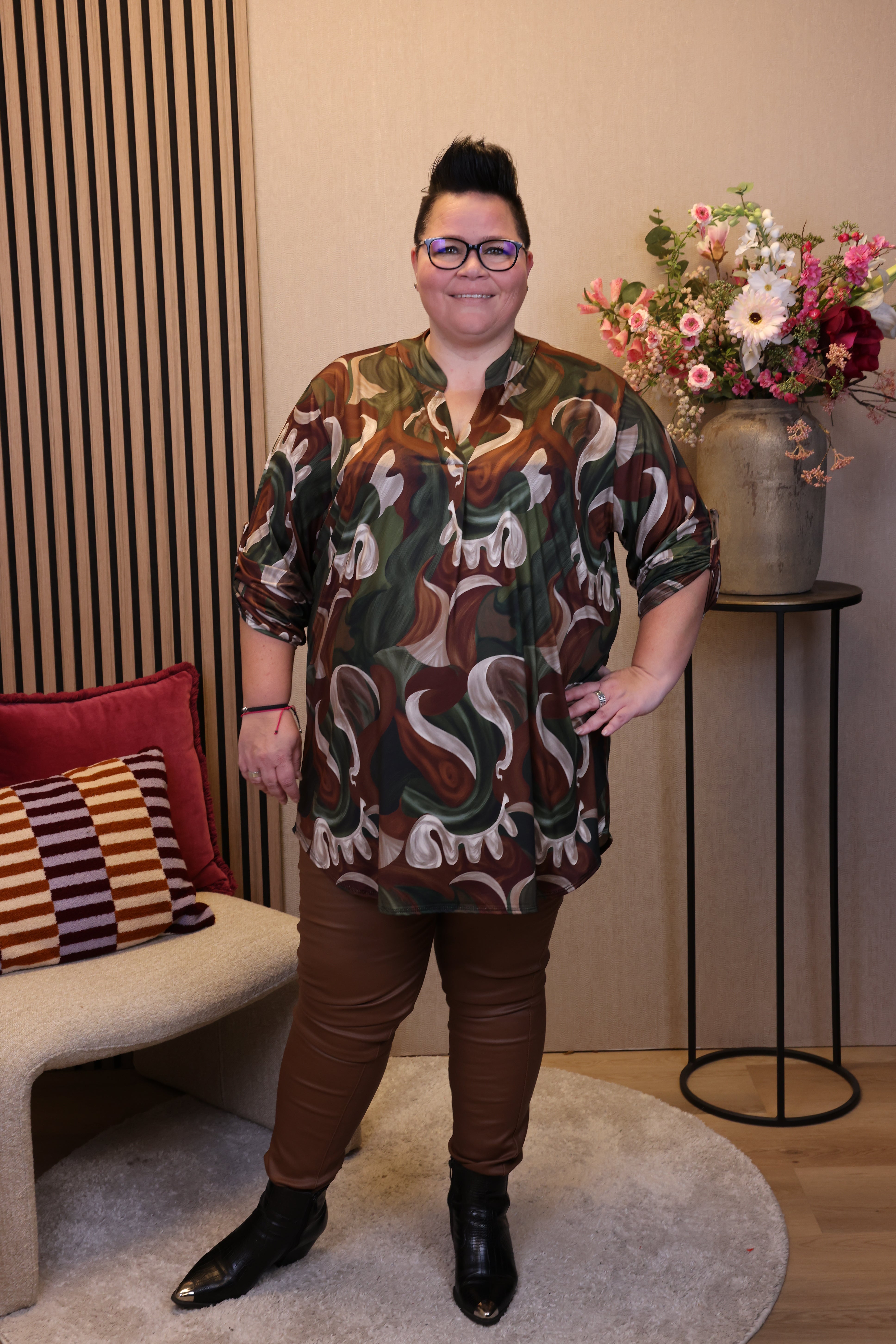 Dora | Bluse schwarz Langarm 52 bis 58