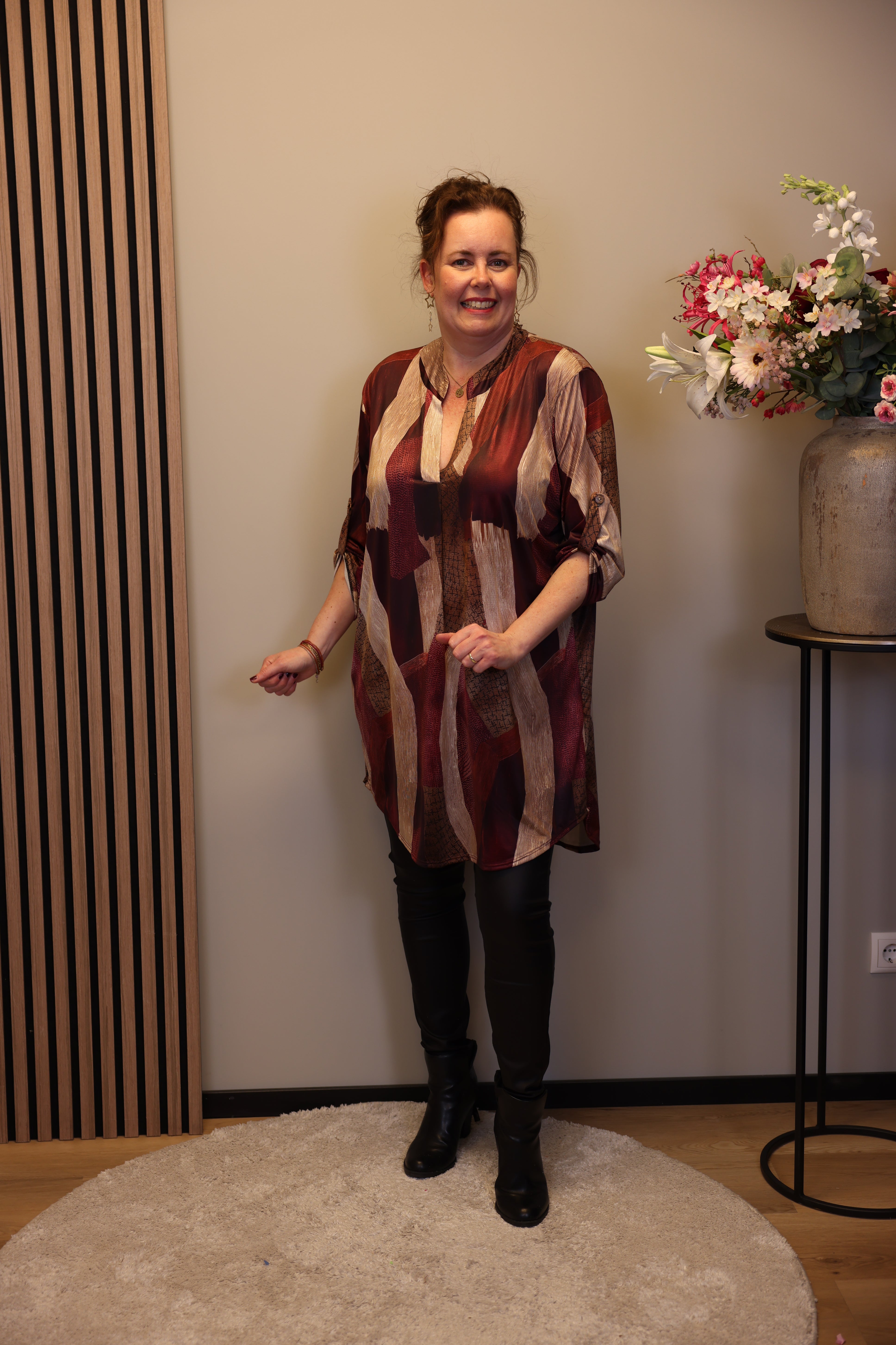 Lana | Blaue Bluse mit Kragen 38 bis 48