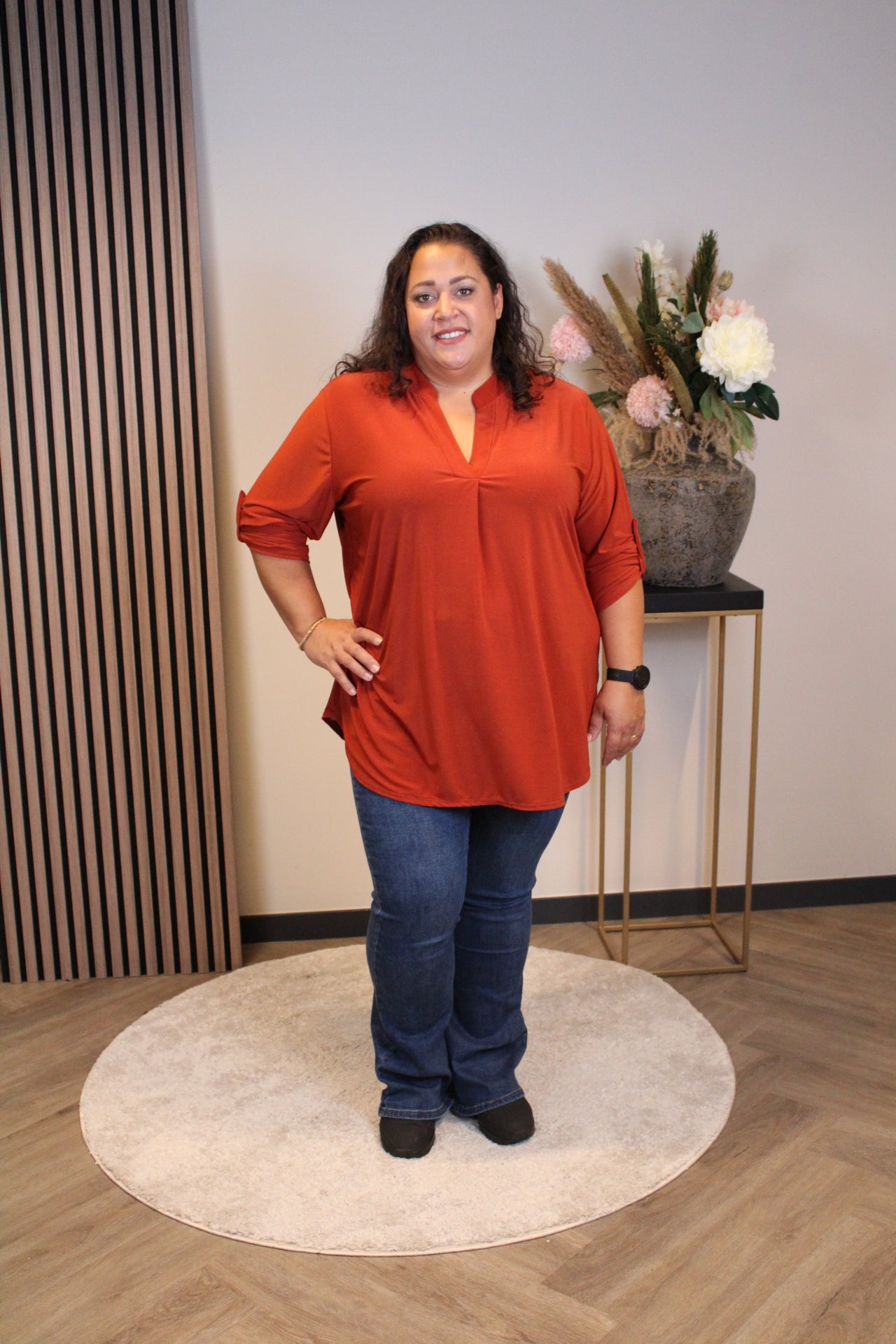 Mara | Bluse rostbraun Langarm 48 bis 52