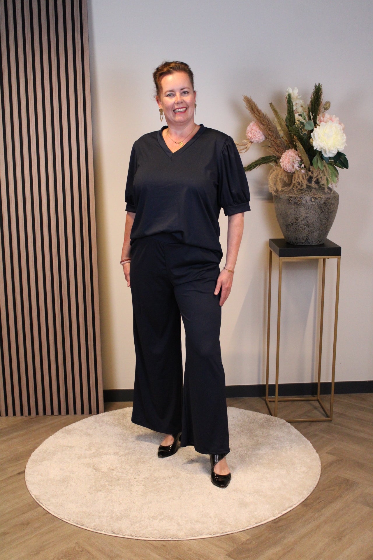 Dora | Bluse schwarz Langarm 52 bis 58