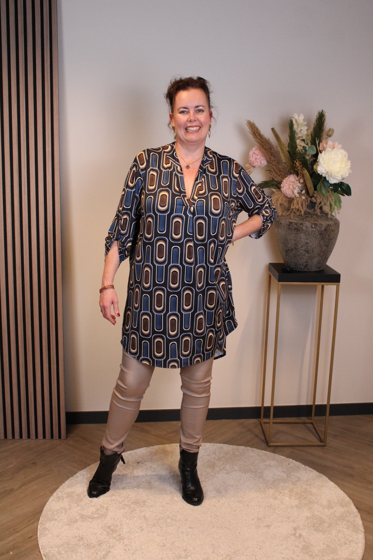 Lana | Blaue Bluse mit Kragen 38 bis 48