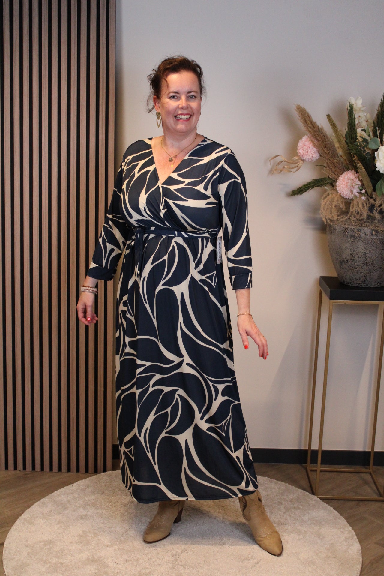 Britt | Blaues Langarmkleid 46 bis 50