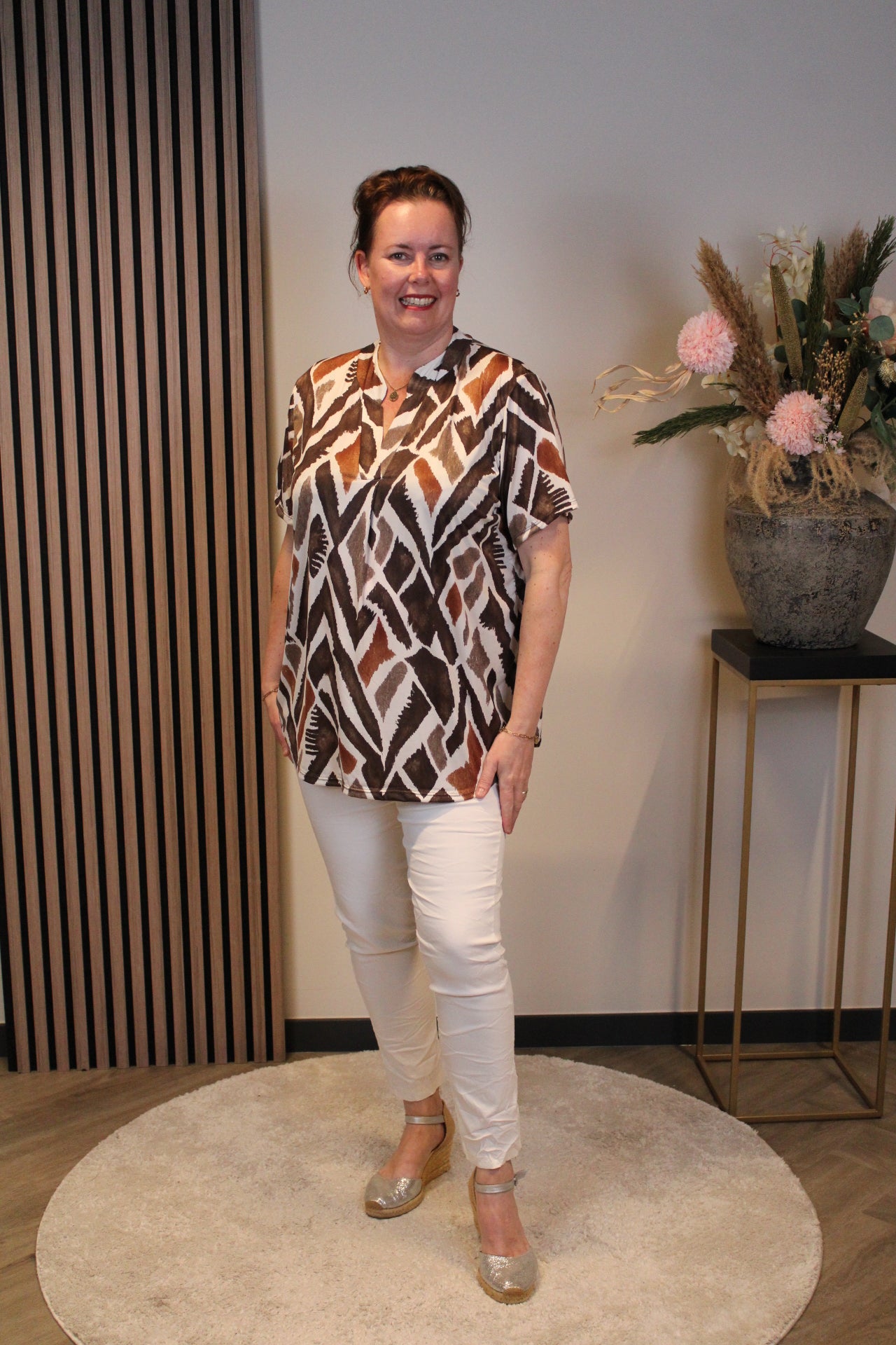 Hannah | Bluse braun Kurzarm 38 bis 48