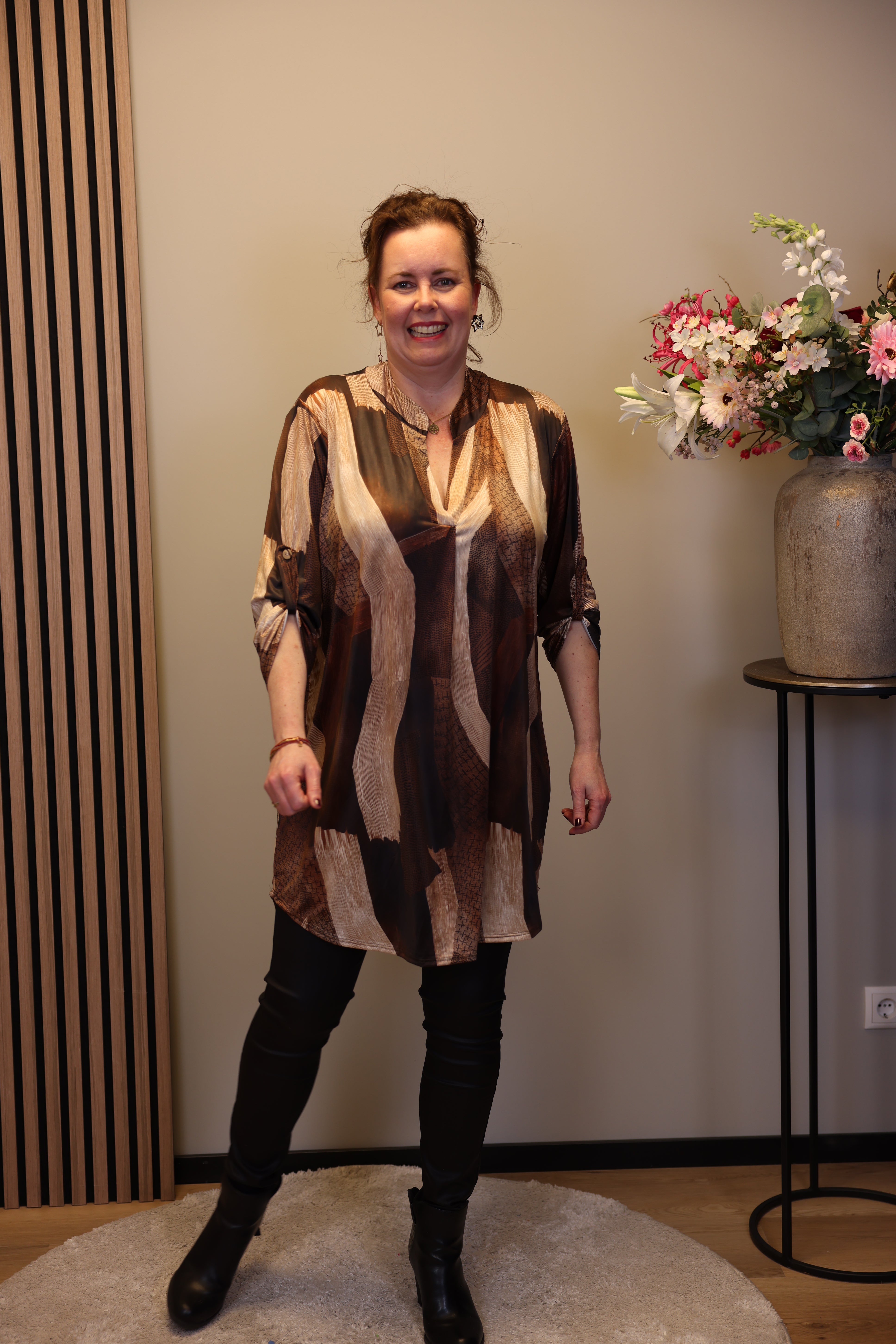 Lana | Blaue Bluse mit Kragen 38 bis 48