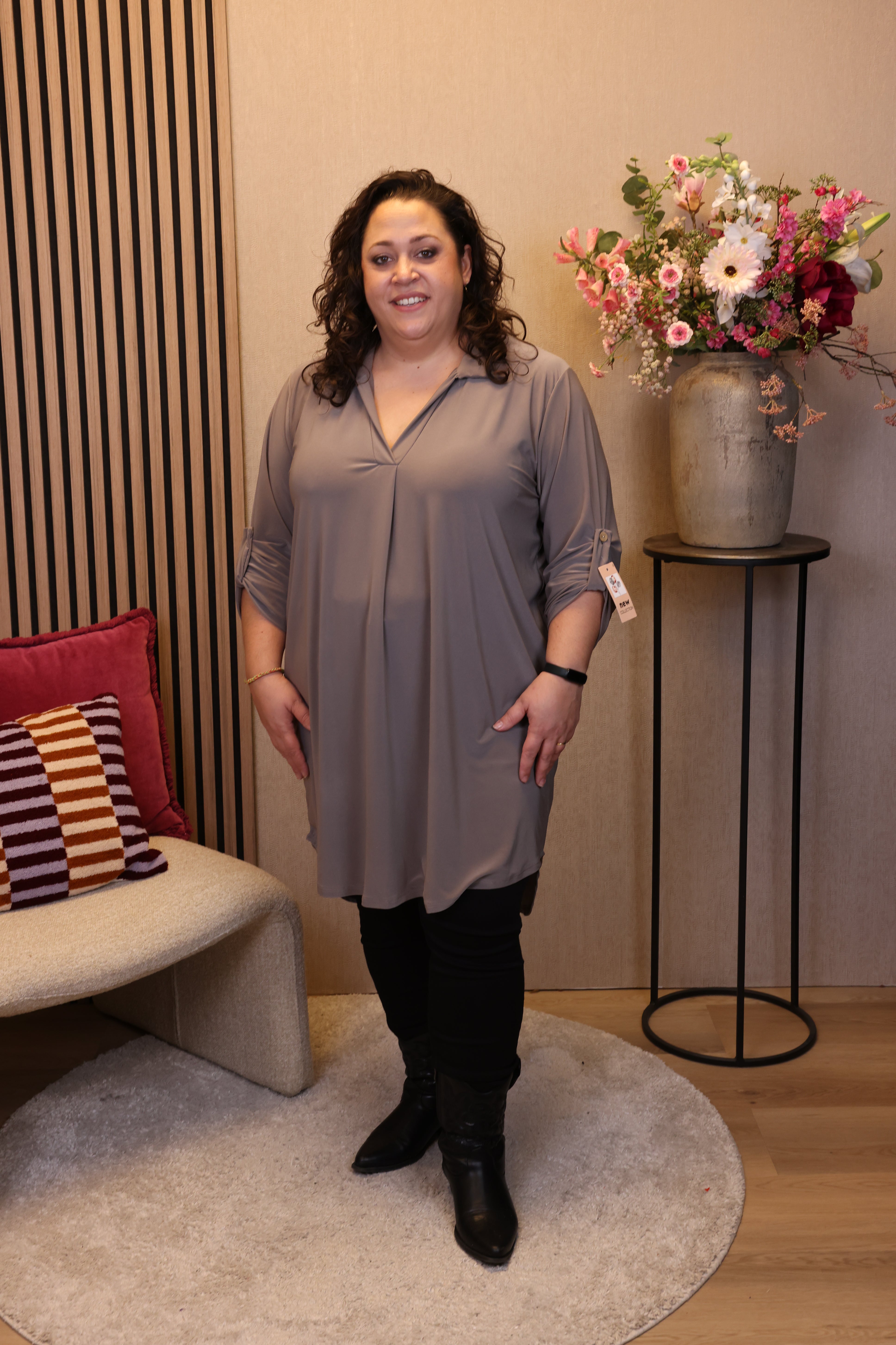 Dora | Bluse schwarz Langarm 52 bis 58